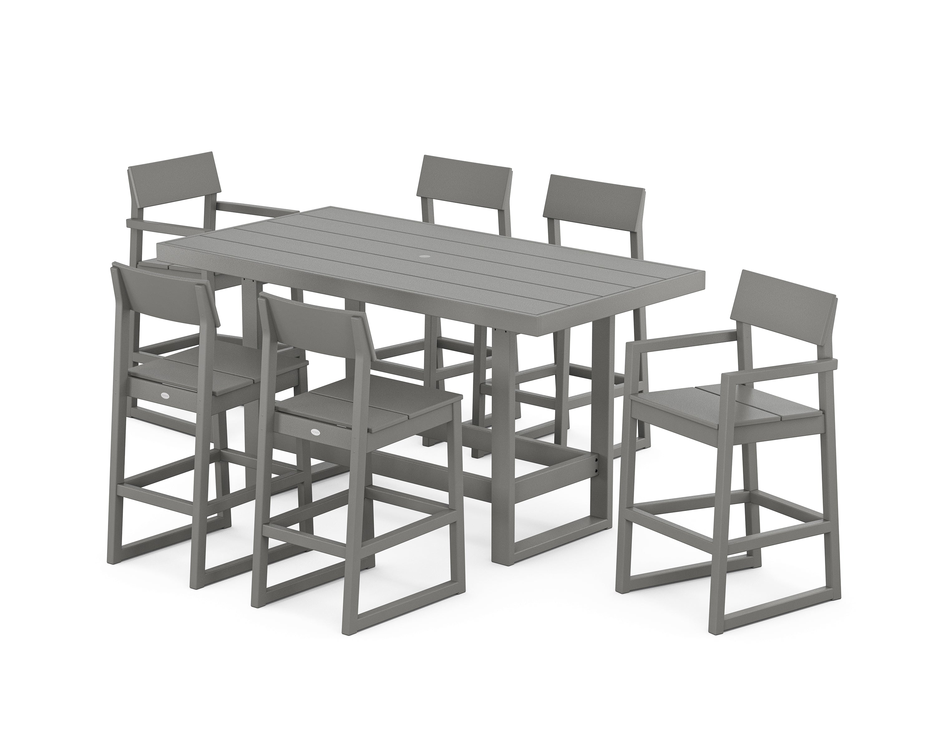 POLYWOOD® EDGE 7-Piece Bar Table Set in Slate Grey