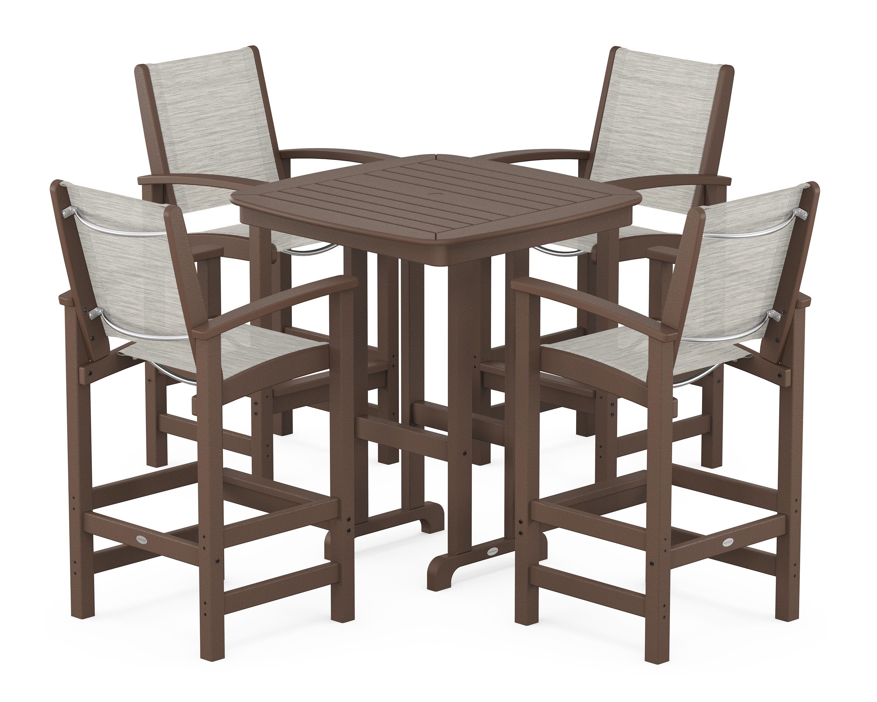 POLYWOOD Coastal 5-Piece Bar Set in Mahogany / Birch Sling