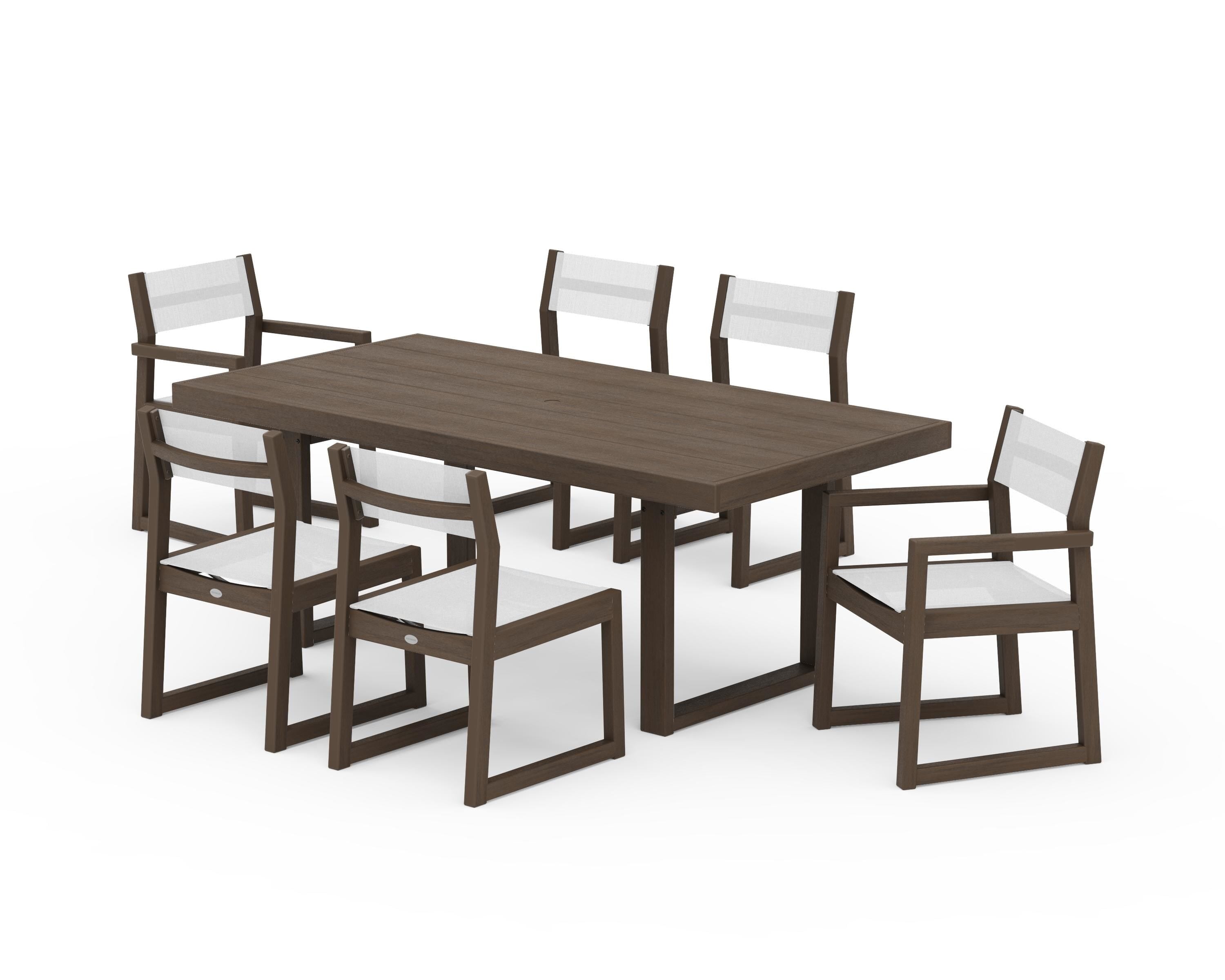 POLYWOOD EDGE Sling 7-Piece Dining Set in Kona / White Sling