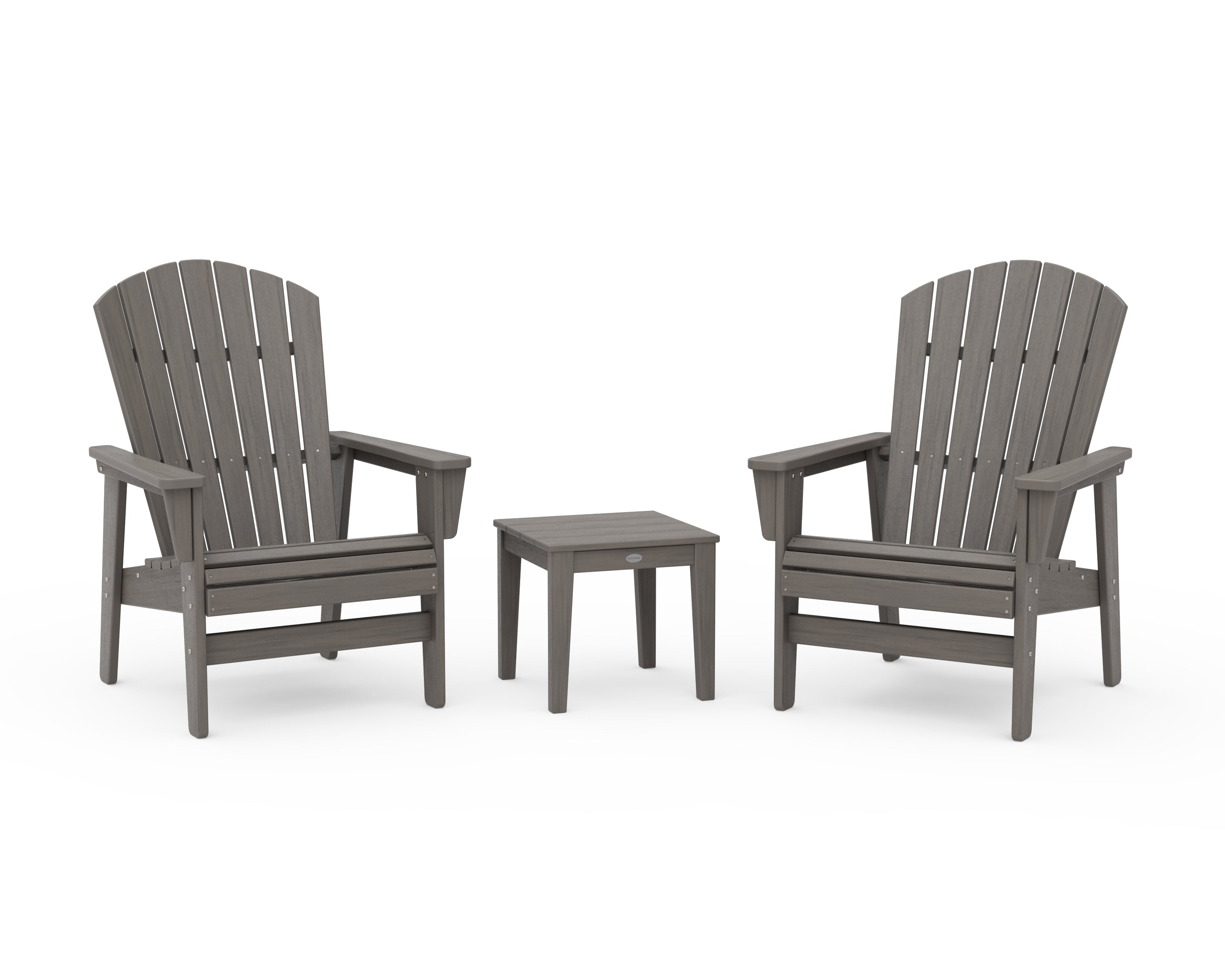 POLYWOOD 3-Piece Nautical Grand Upright Adirondack Set in Driftwood
