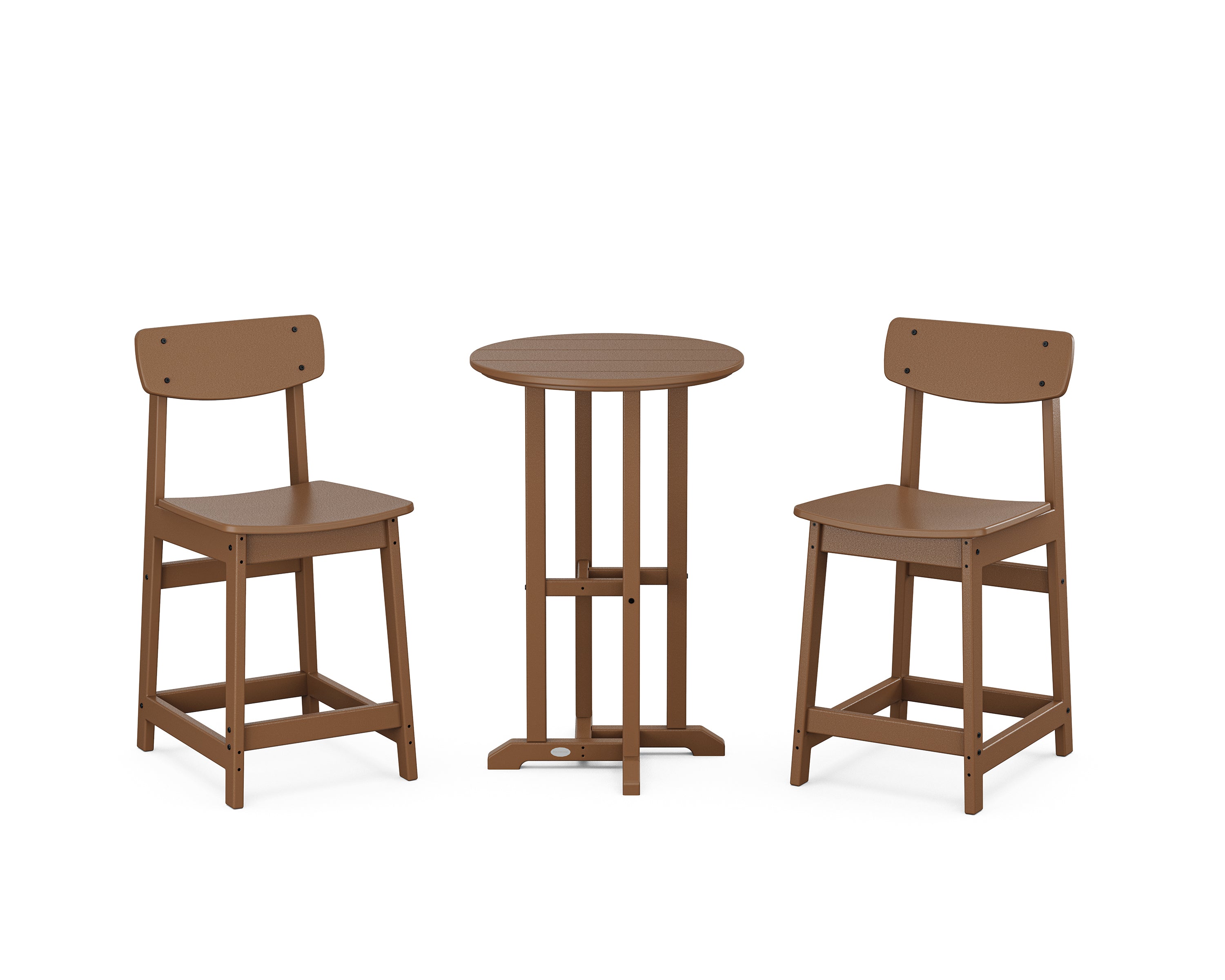 POLYWOOD Modern Studio Urban Chair 3-Piece Bistro Counter Set in Teak
