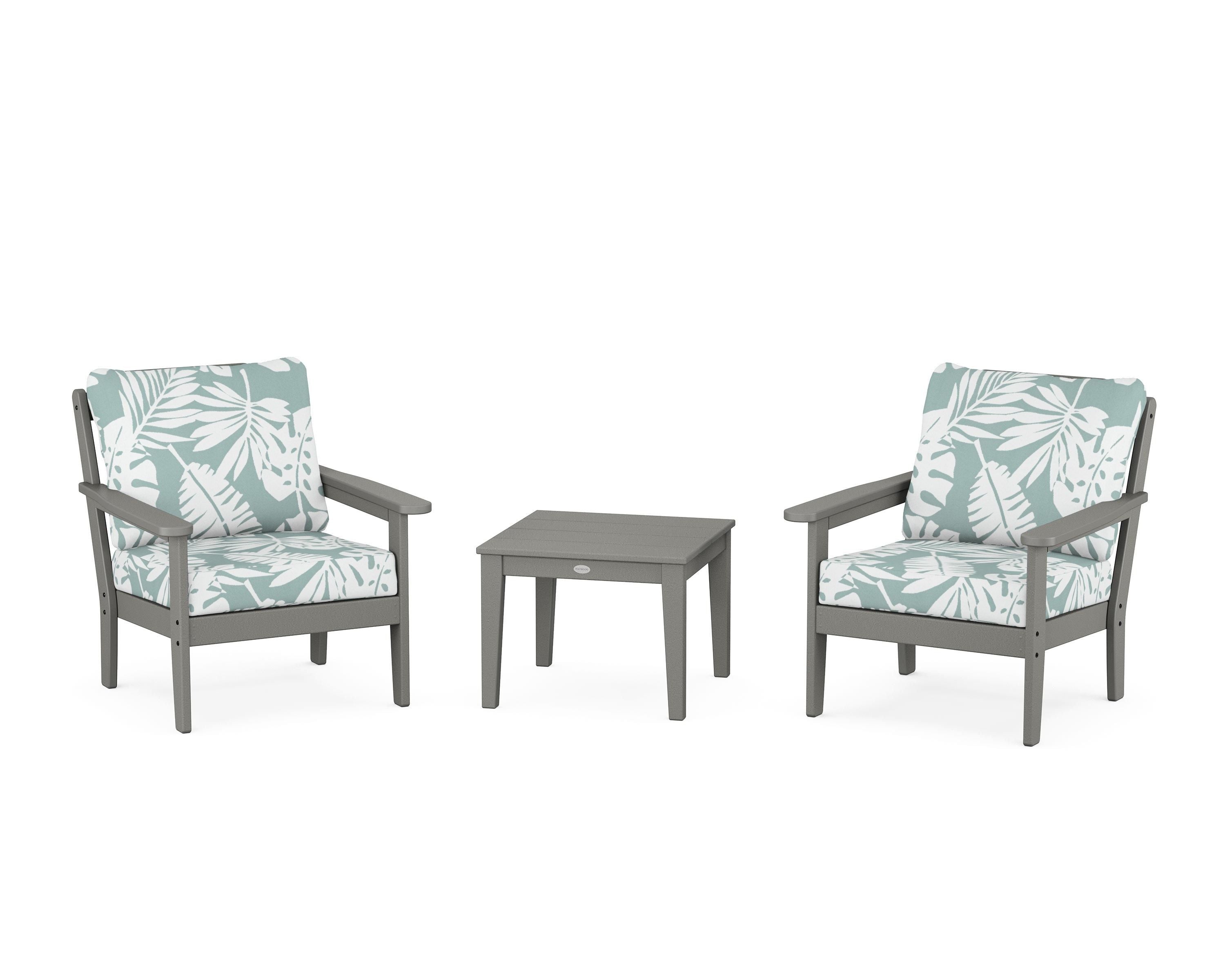 Country Living Cottage 3-Piece Deep Seating Set in Slate Grey / Leaf Glacier Spa