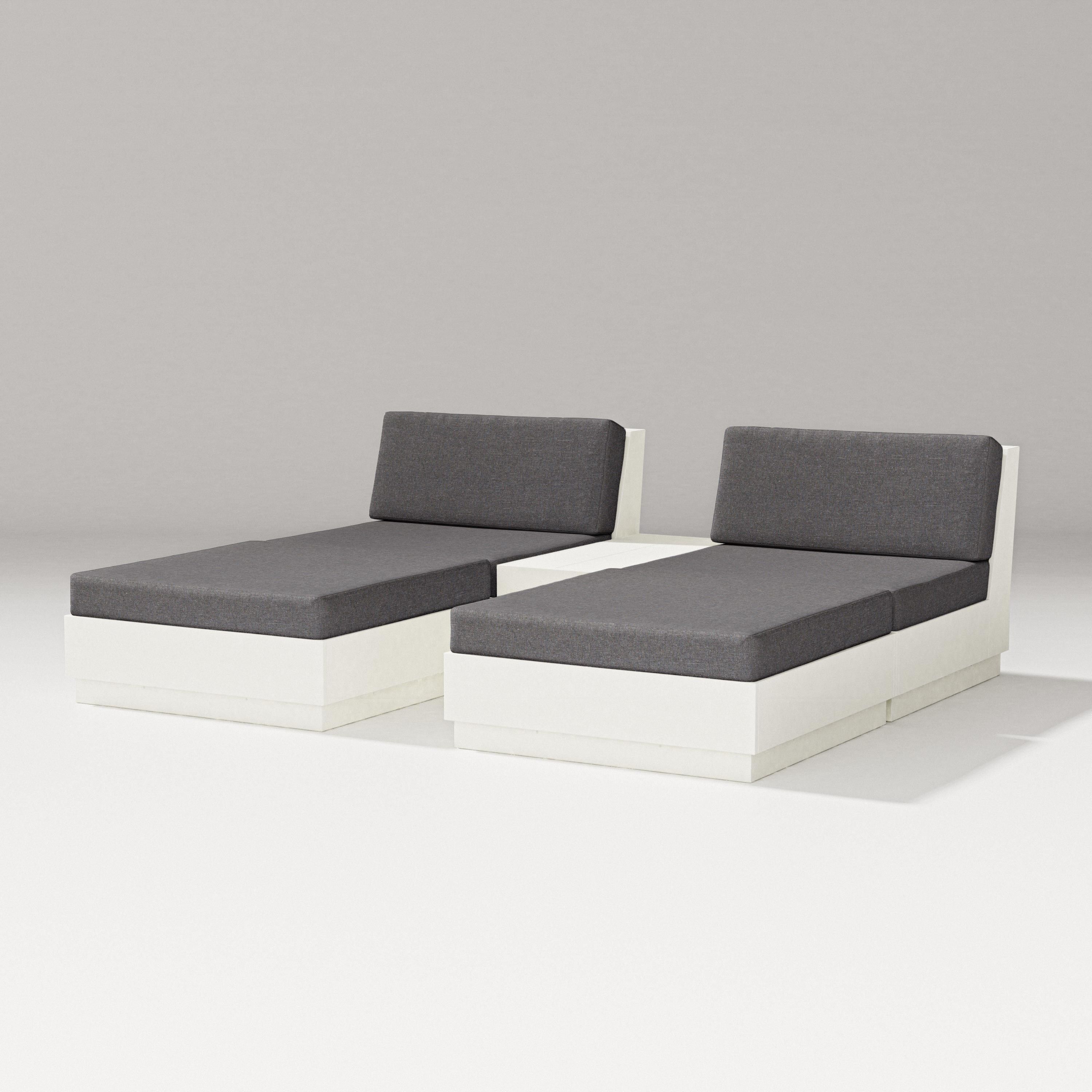 PW Designer Series Elevate Double Chaise Set in Vintage White / Ash Charcoal