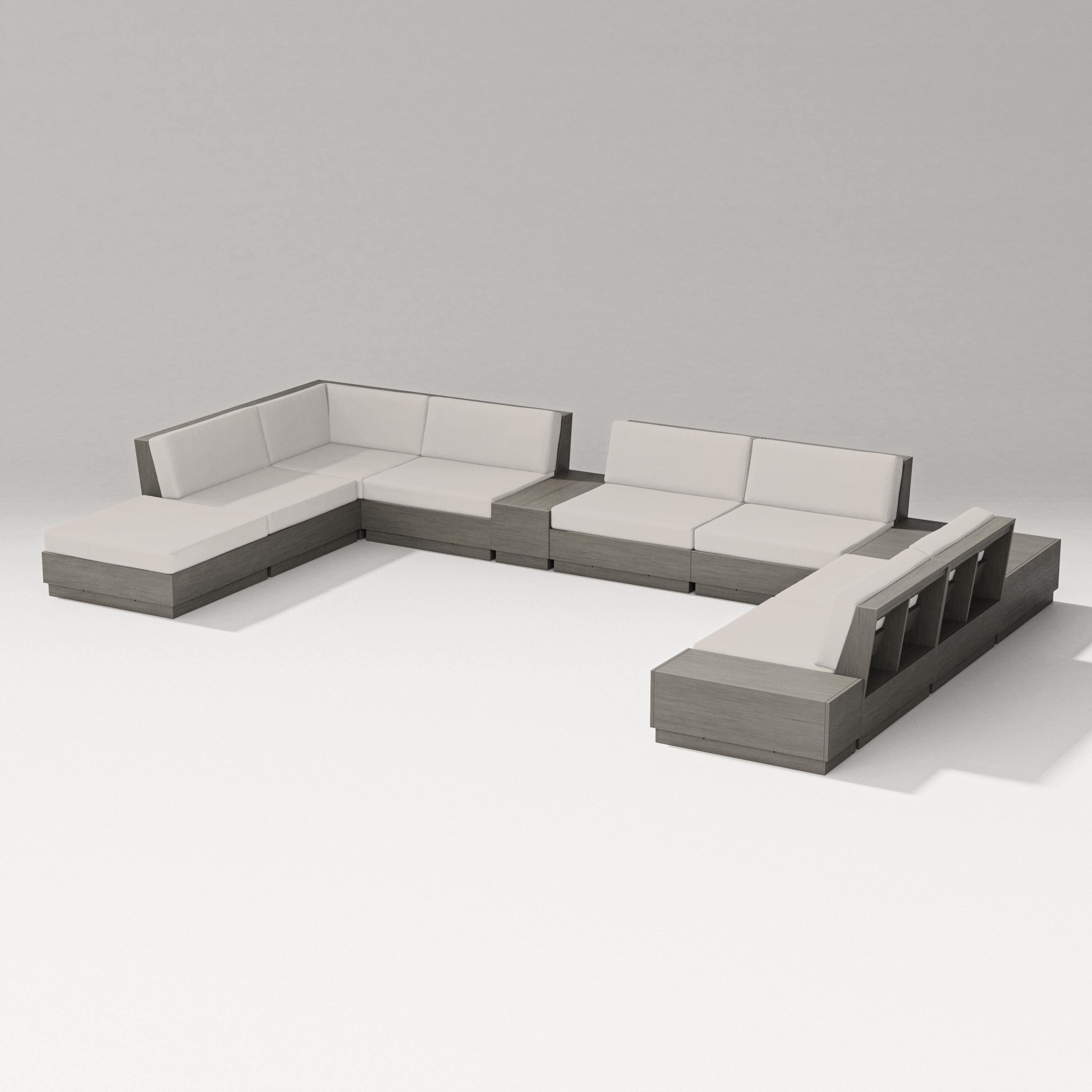 PW Designer Series Elevate 11-Piece Conversation Sectional Set in Driftwood / Cast Ash