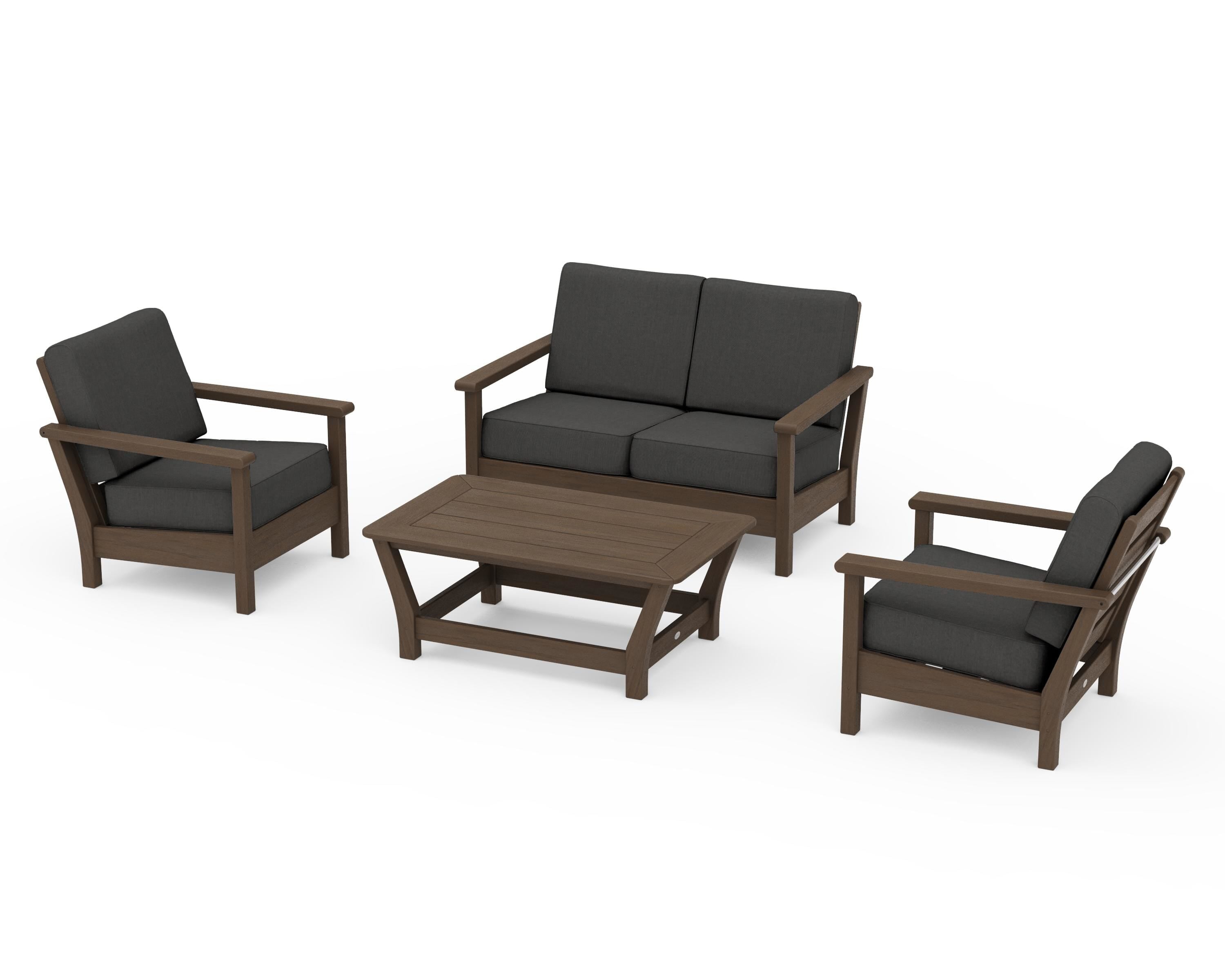 POLYWOOD Harbour 4-Piece Deep Seating Set in Kona / Spectrum Carbon