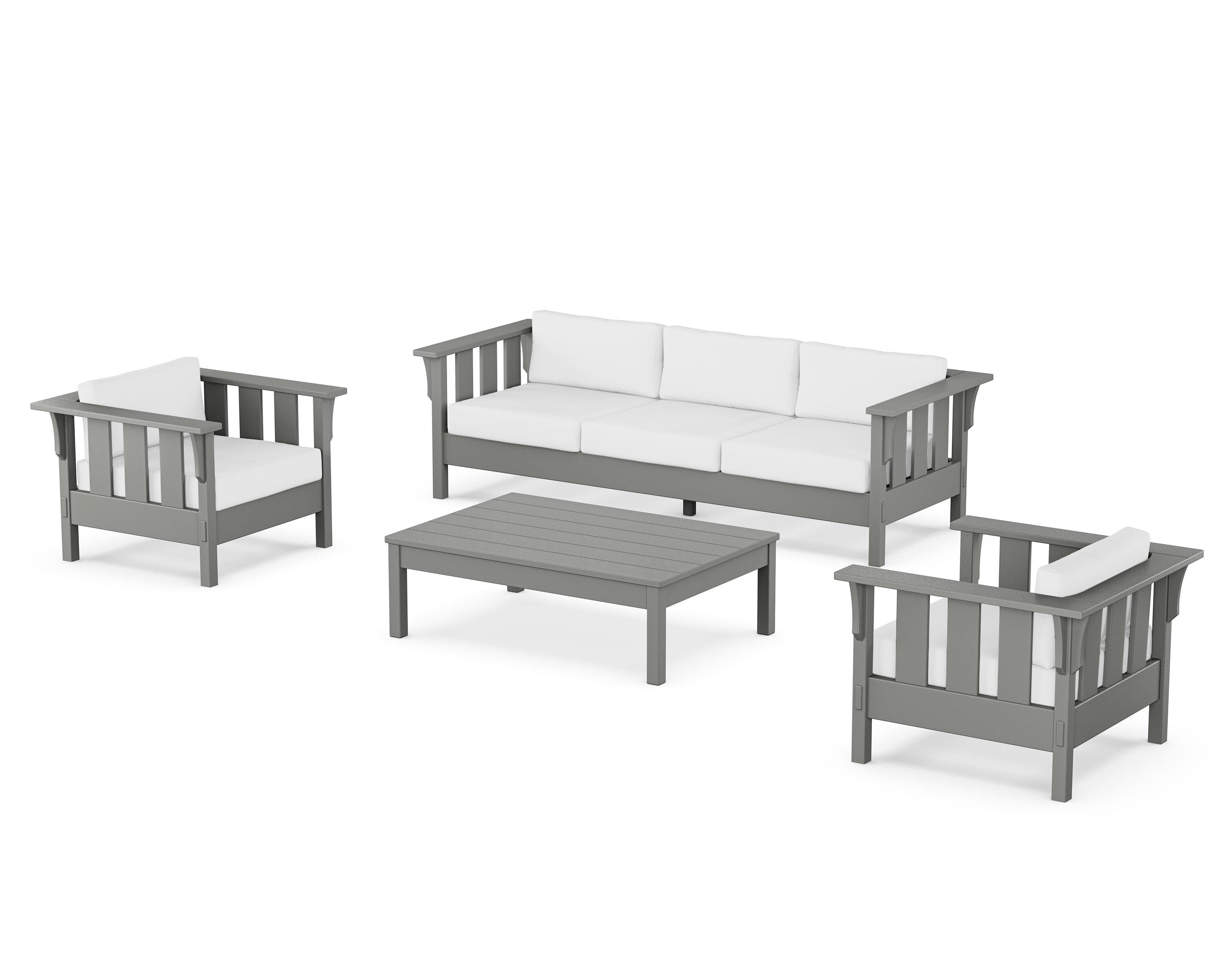 Martha Stewart by POLYWOOD Acadia 4-Piece Deep Seating Set with Sofa in Slate Grey / Natural