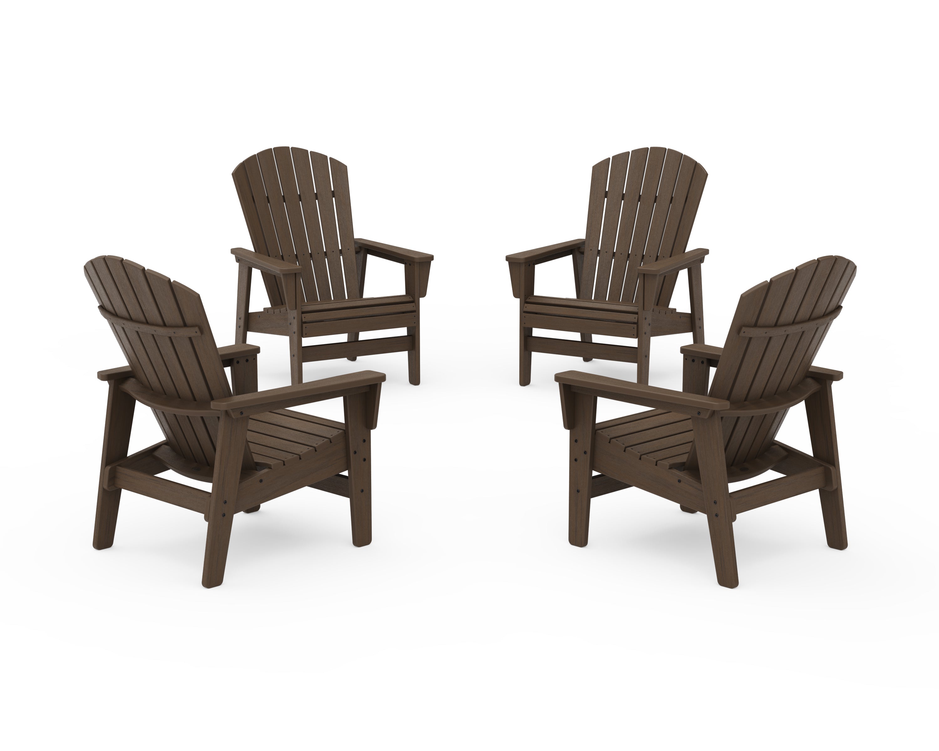 POLYWOOD 4-Piece Nautical Grand Upright Adirondack Chair Conversation Set in Kona
