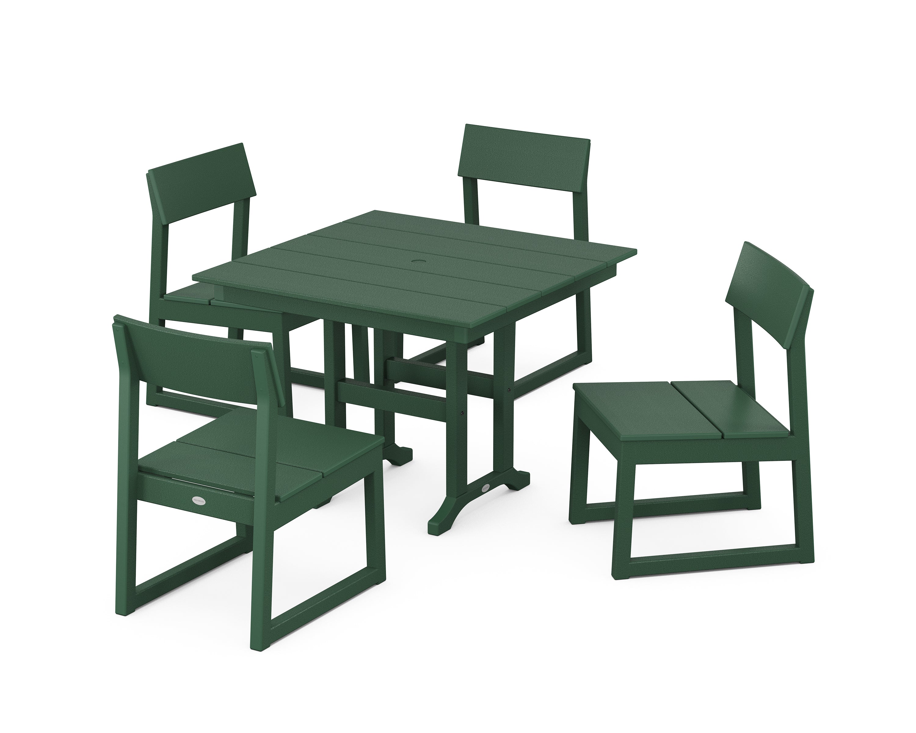 POLYWOOD® EDGE Side Chair 5-Piece Farmhouse Dining Set in Green