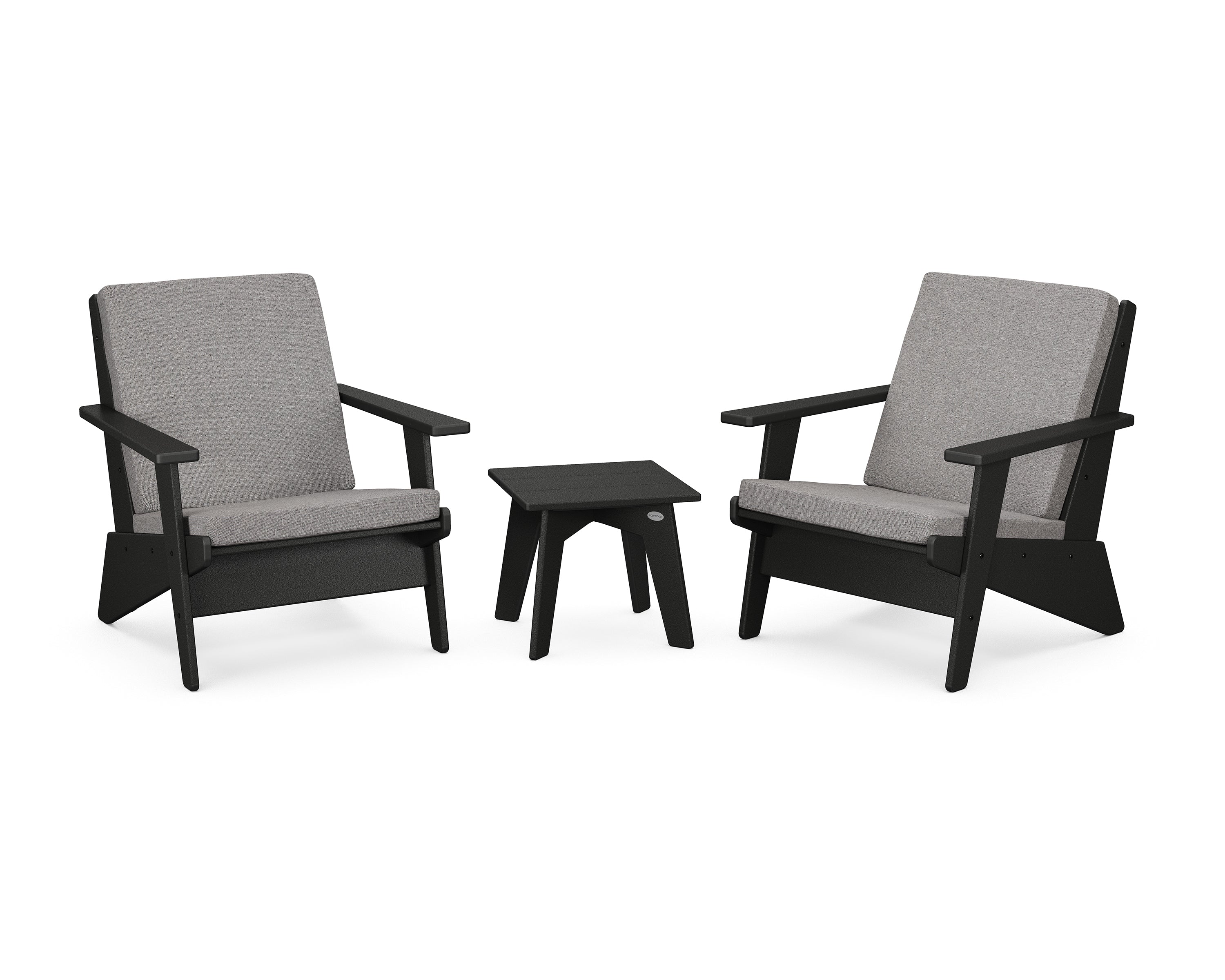 POLYWOOD Riviera Modern Lounge 3-Piece Set in Black / Grey Mist
