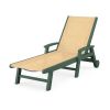 POLYWOOD Coastal Chaise with Wheels in Green / Dupioni Apricot Sling