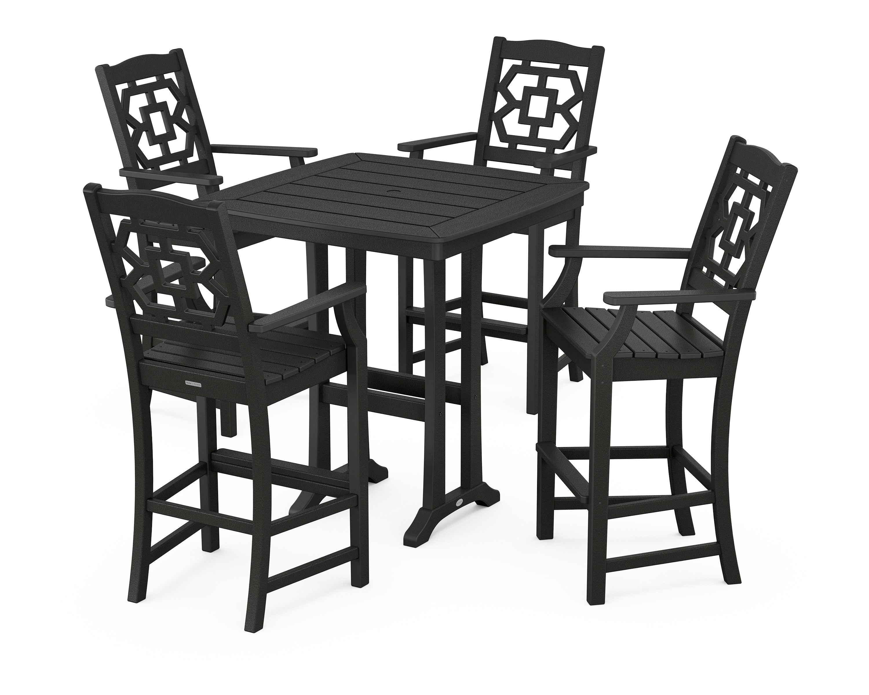 Martha Stewart by POLYWOOD® Chinoiserie 5-Piece Bar Set with Trestle Legs in Black