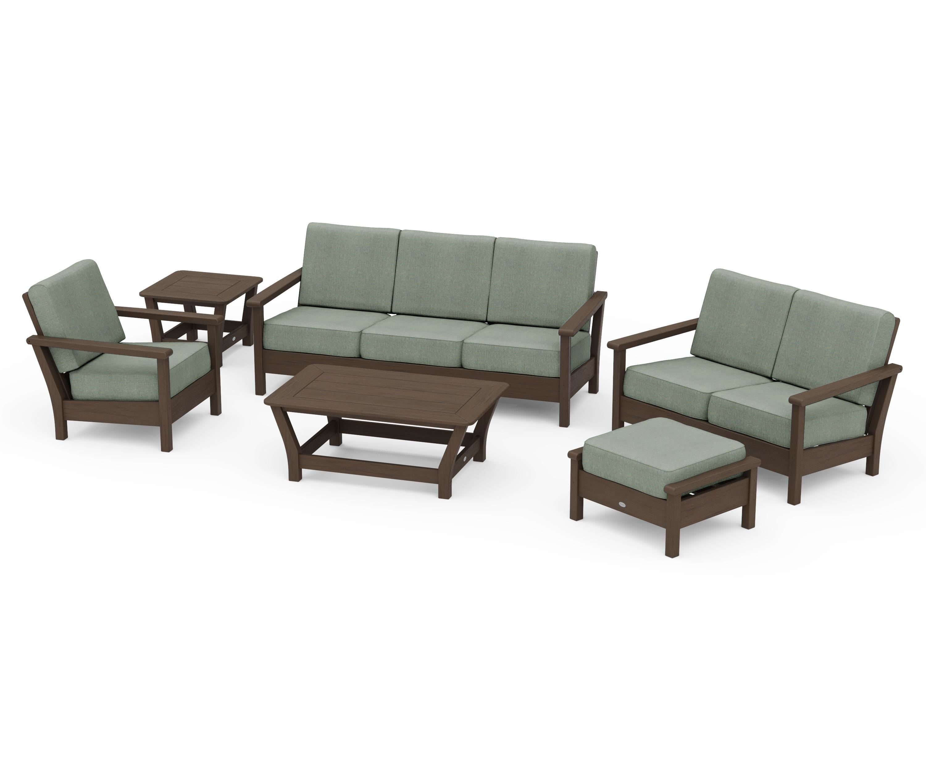 POLYWOOD Harbour 6-Piece Outdoor Living Set in Kona / Cast Sage