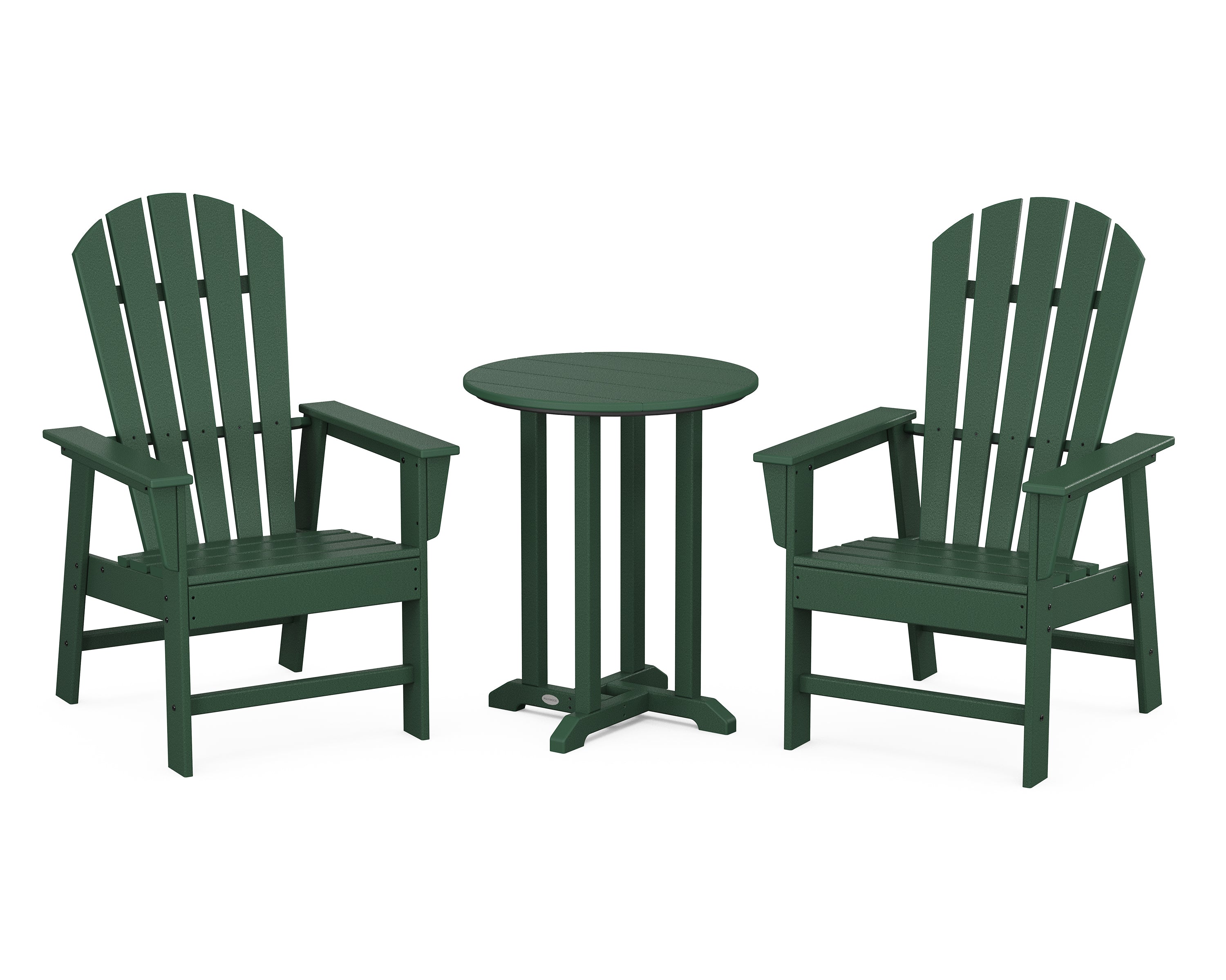 POLYWOOD South Beach 3-Piece Round Farmhouse Bistro Dining Set in Green