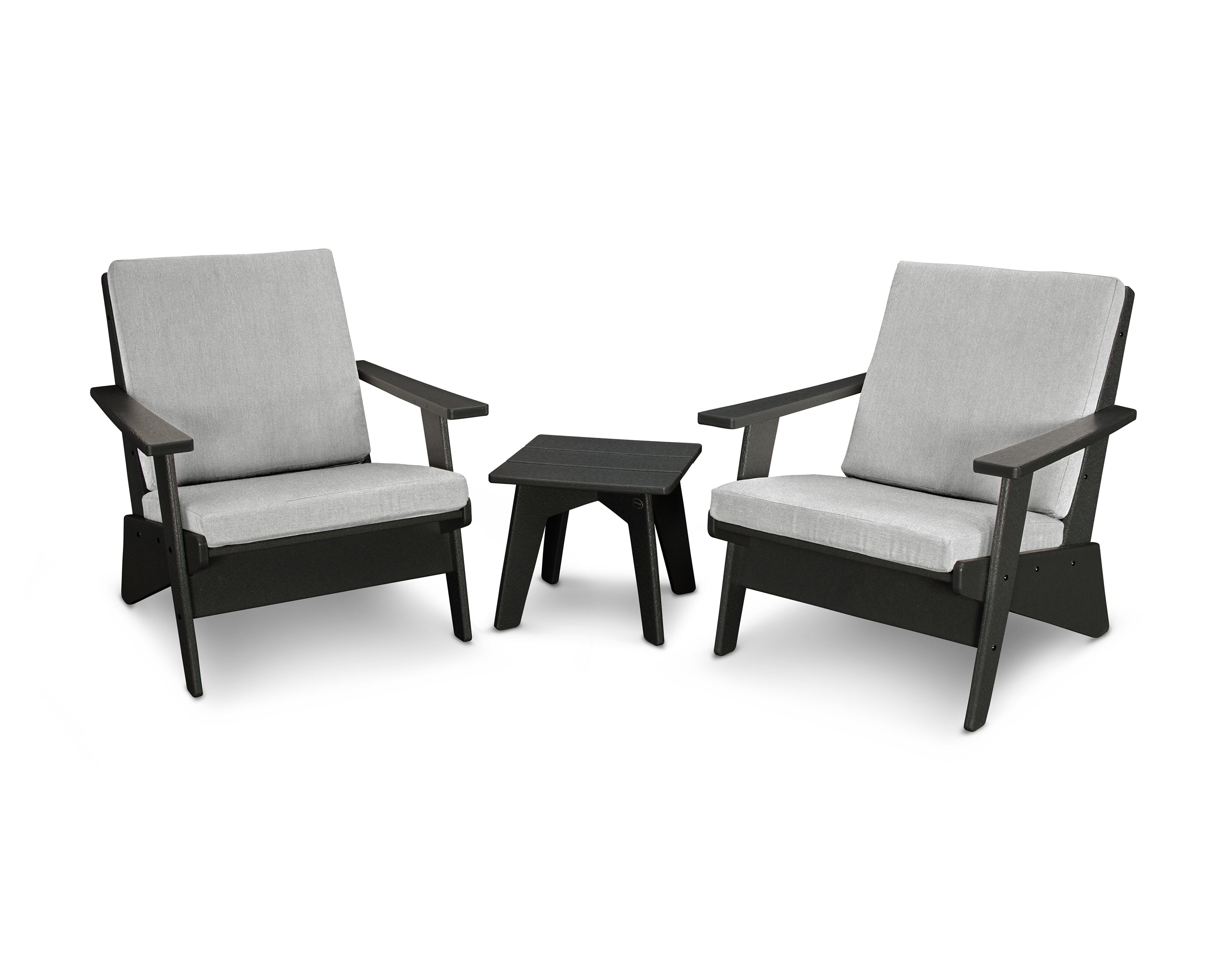 POLYWOOD Riviera Modern Lounge 3-Piece Set in Black / Granite