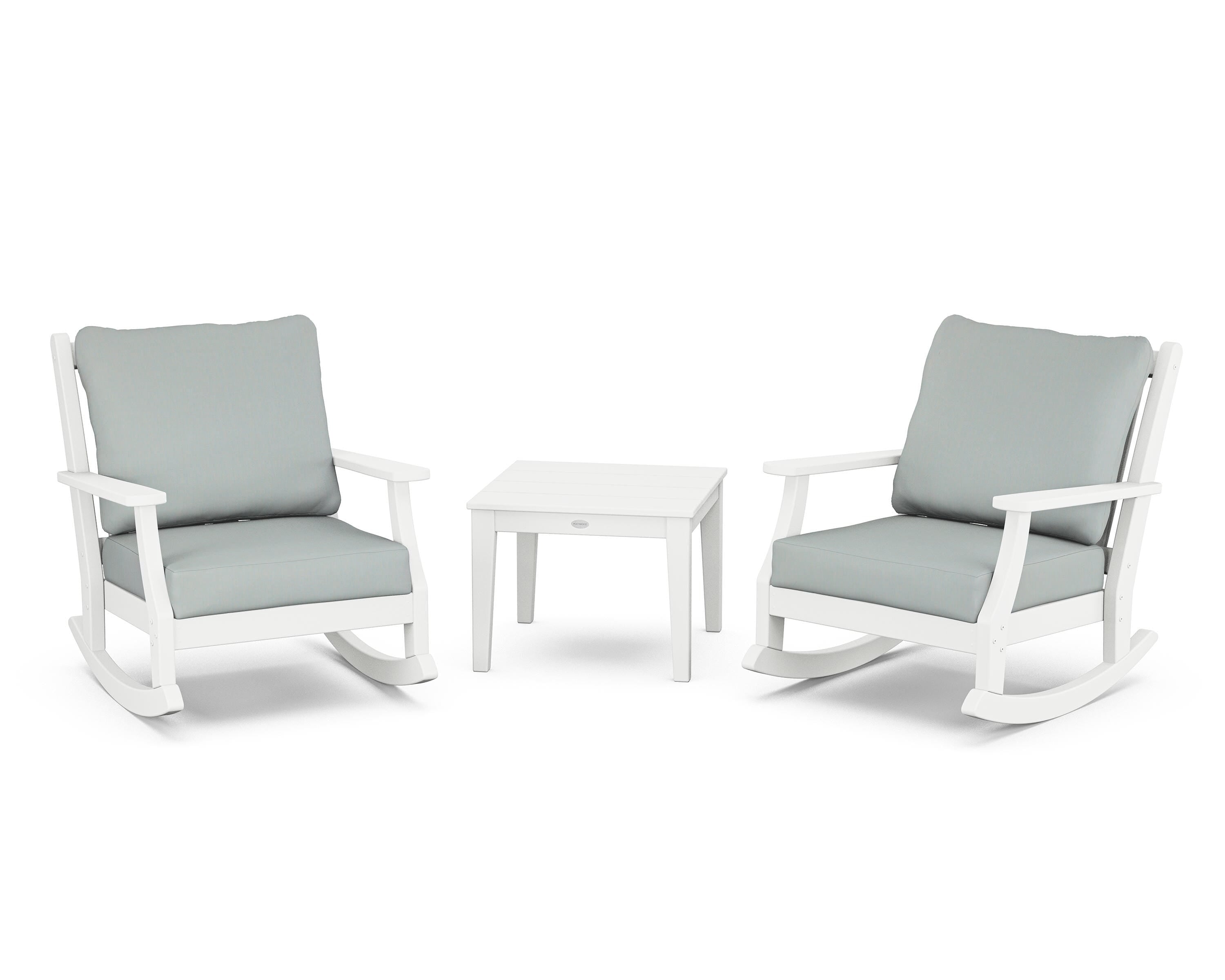 Country Living Wovendale 3-Piece Deep Seating Rocker Set in White / Spa