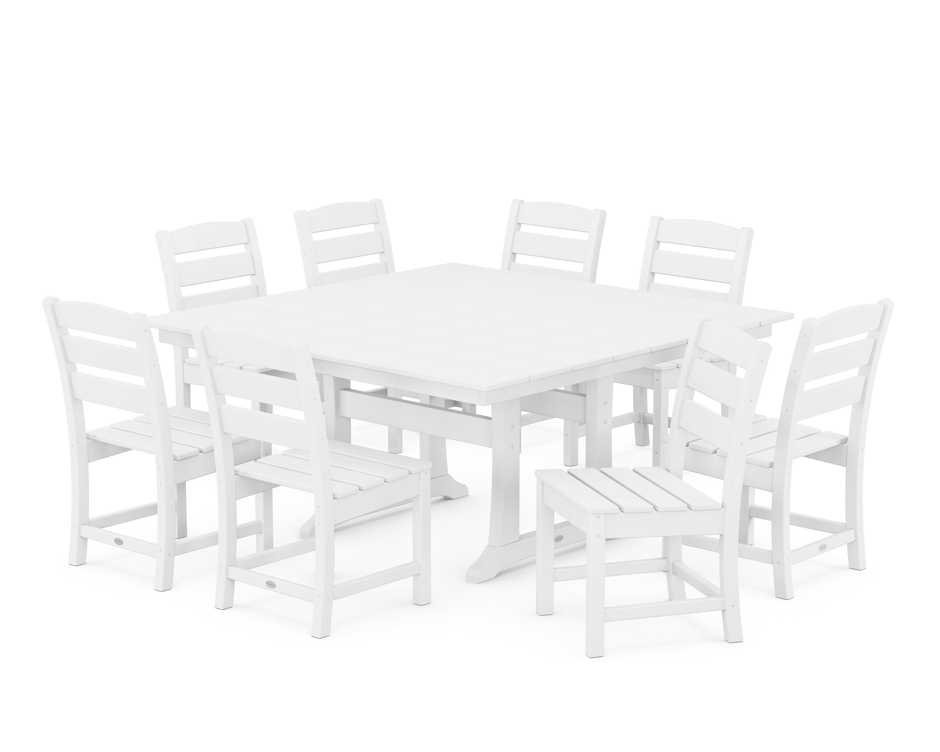 POLYWOOD Lakeside 9-Piece Farmhouse Trestle Dining Set in White
