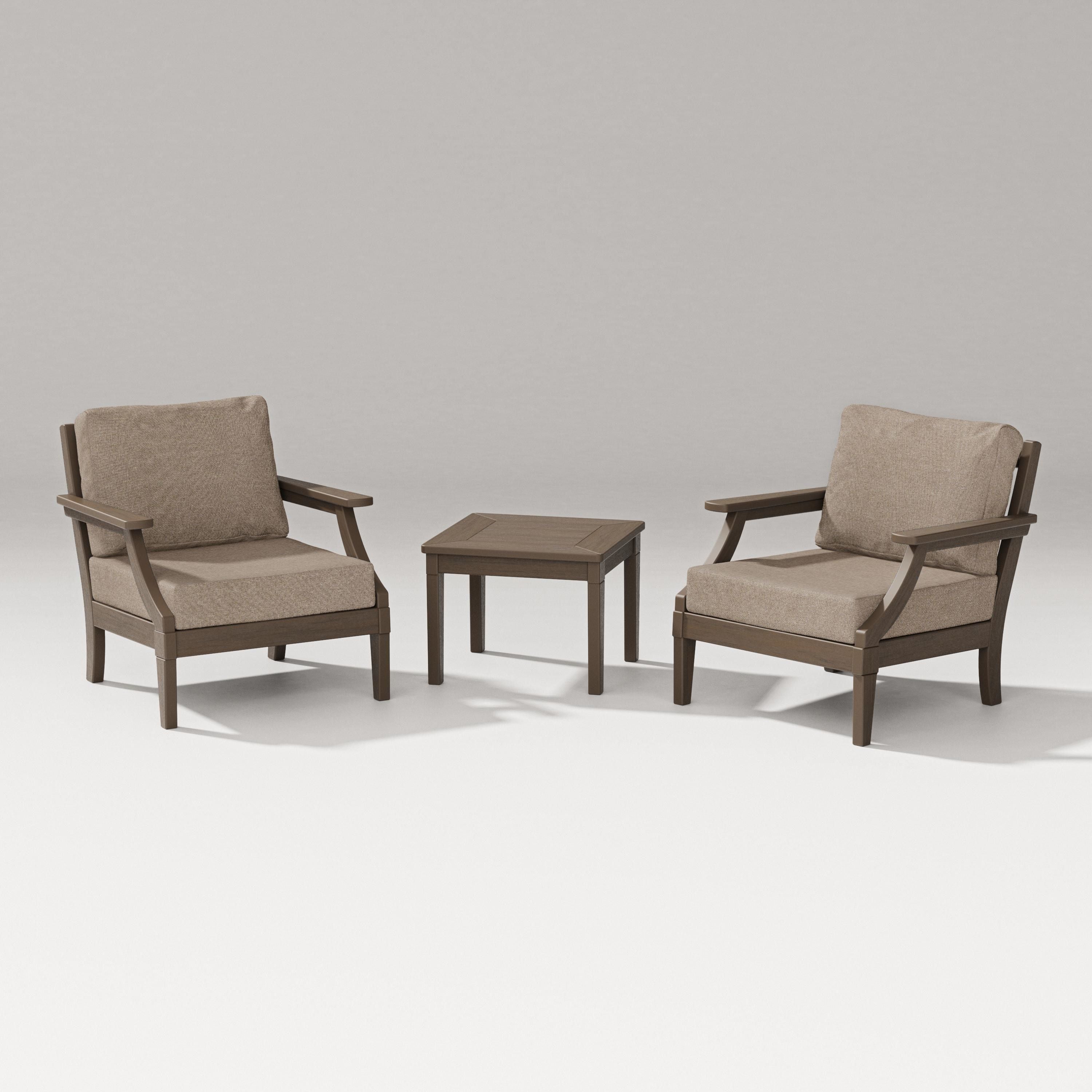 PW Designer Series Estate 3-Piece Lounge Chair Set in Kona / Spiced Burlap