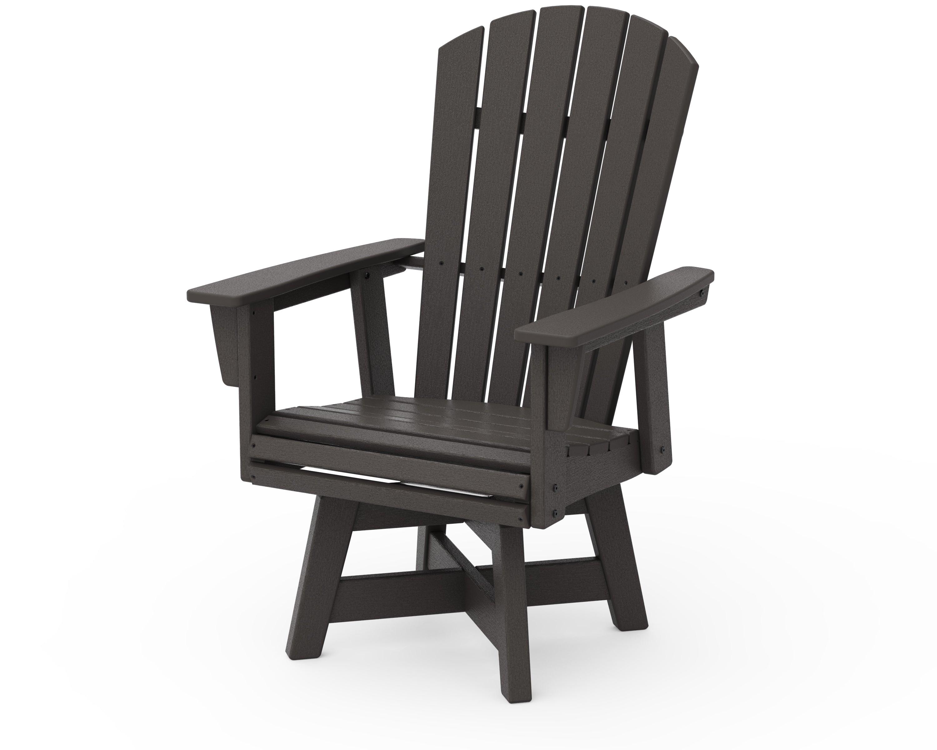 POLYWOOD Nautical Curveback Adirondack Swivel Dining Chair in Vintage Coffee