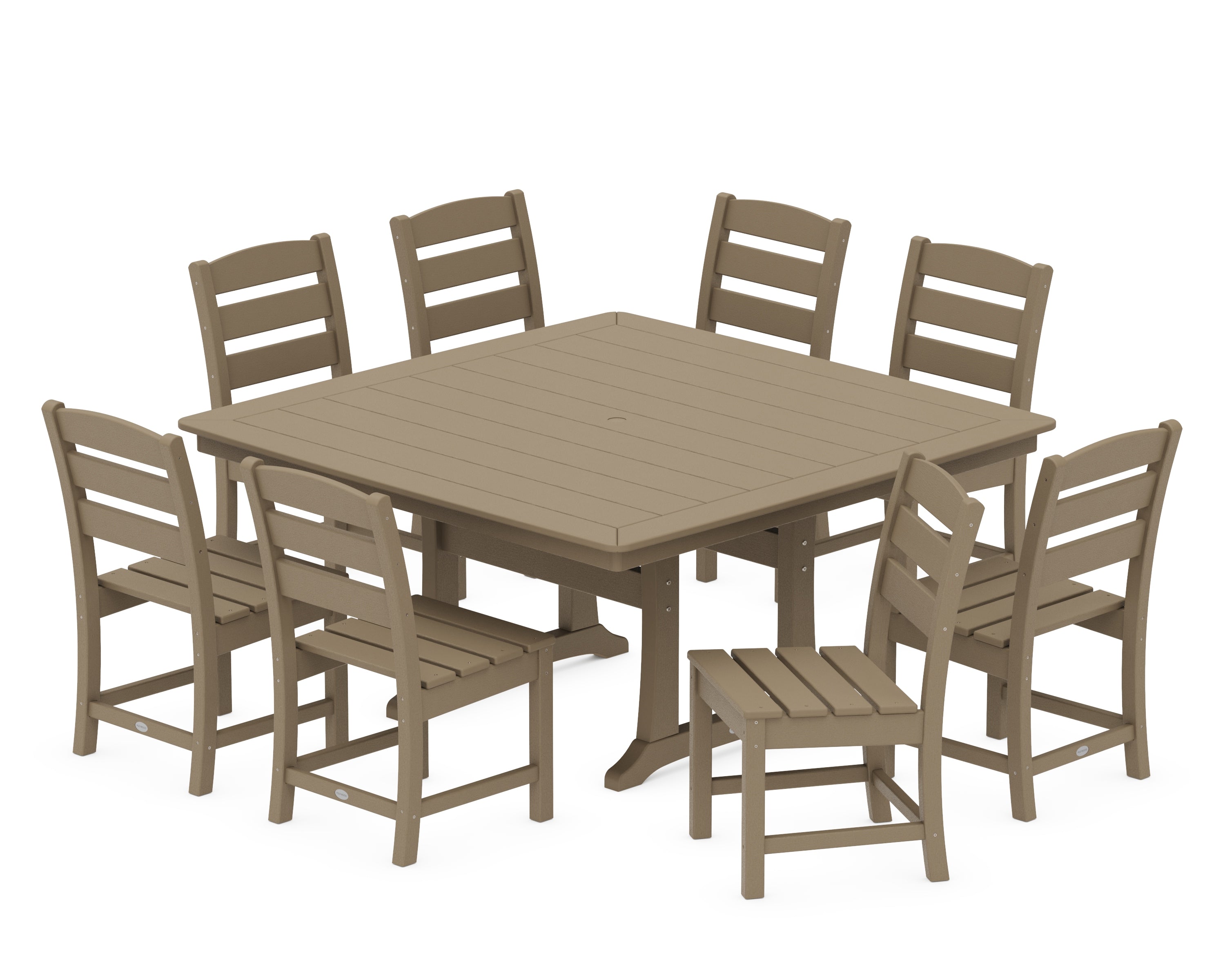 POLYWOOD Lakeside 9-Piece Nautical Trestle Dining Set in Vintage Sahara
