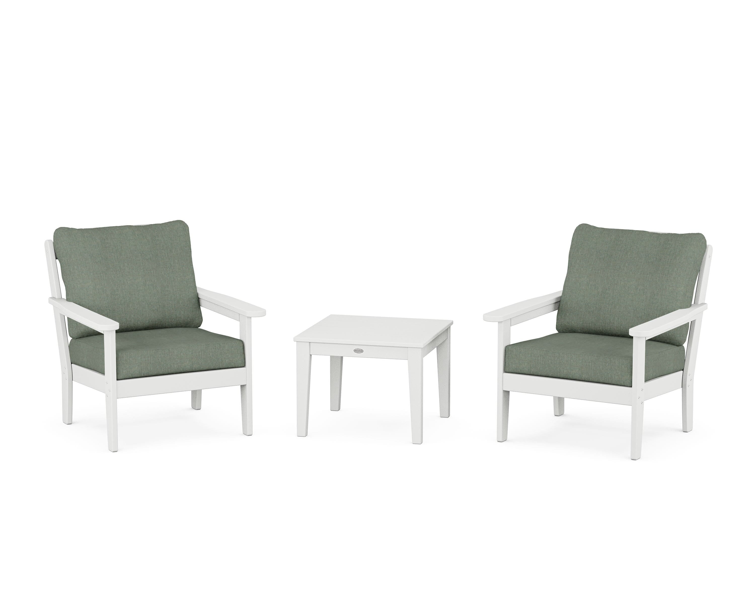 Country Living Cottage 3-Piece Deep Seating Set in White / Cast Sage