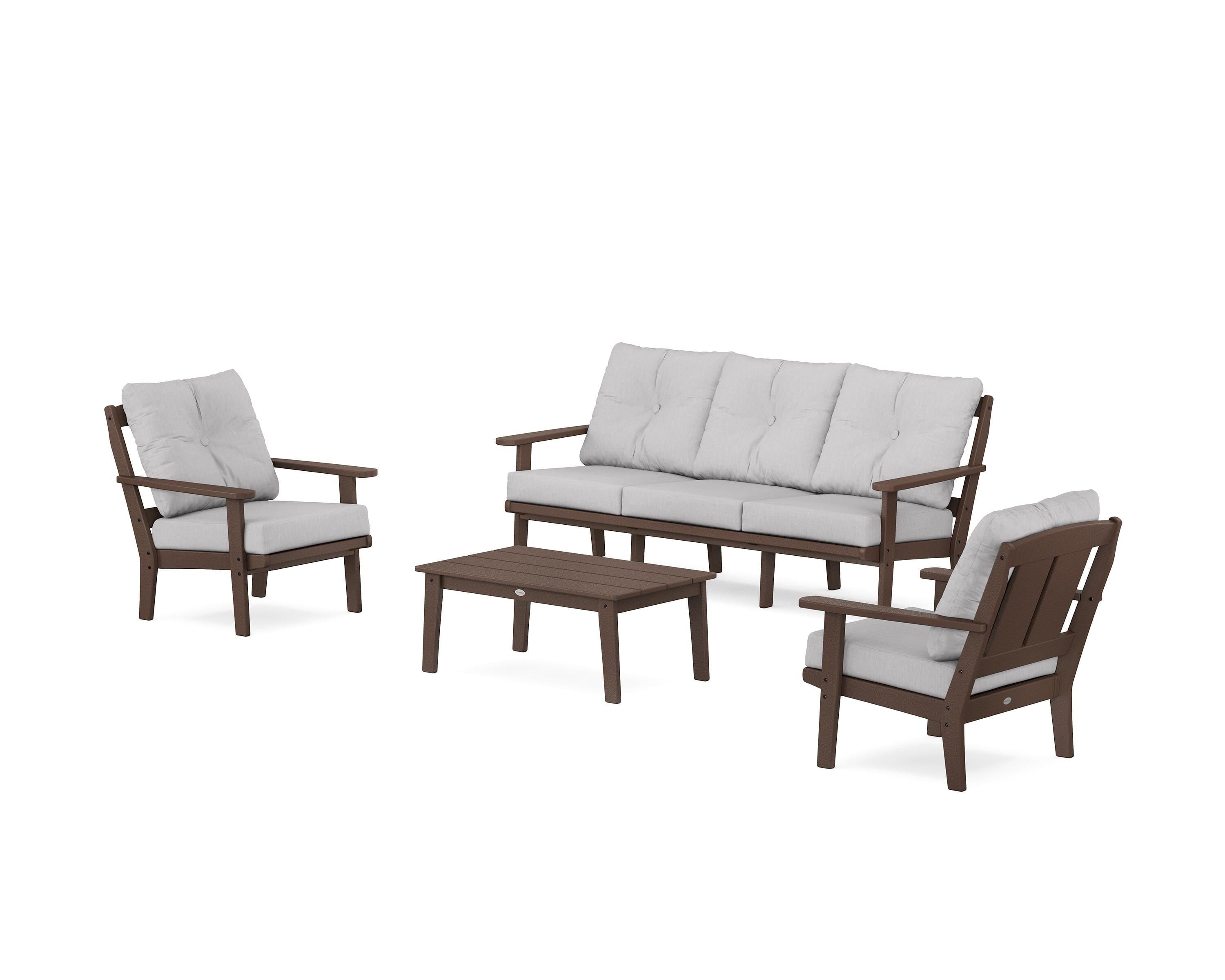 POLYWOOD Mission 4-Piece Deep Seating Set with Sofa in Mahogany / Granite
