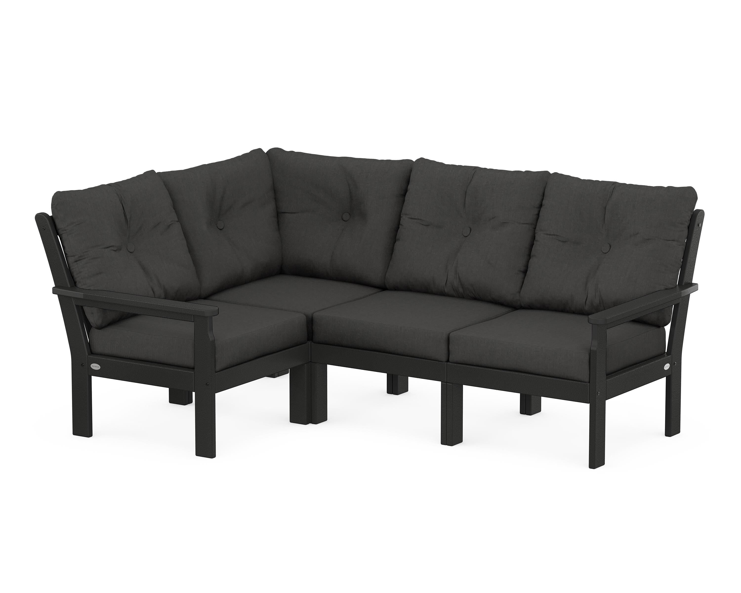 POLYWOOD Vineyard 4-Piece Sectional in Black / Spectrum Carbon