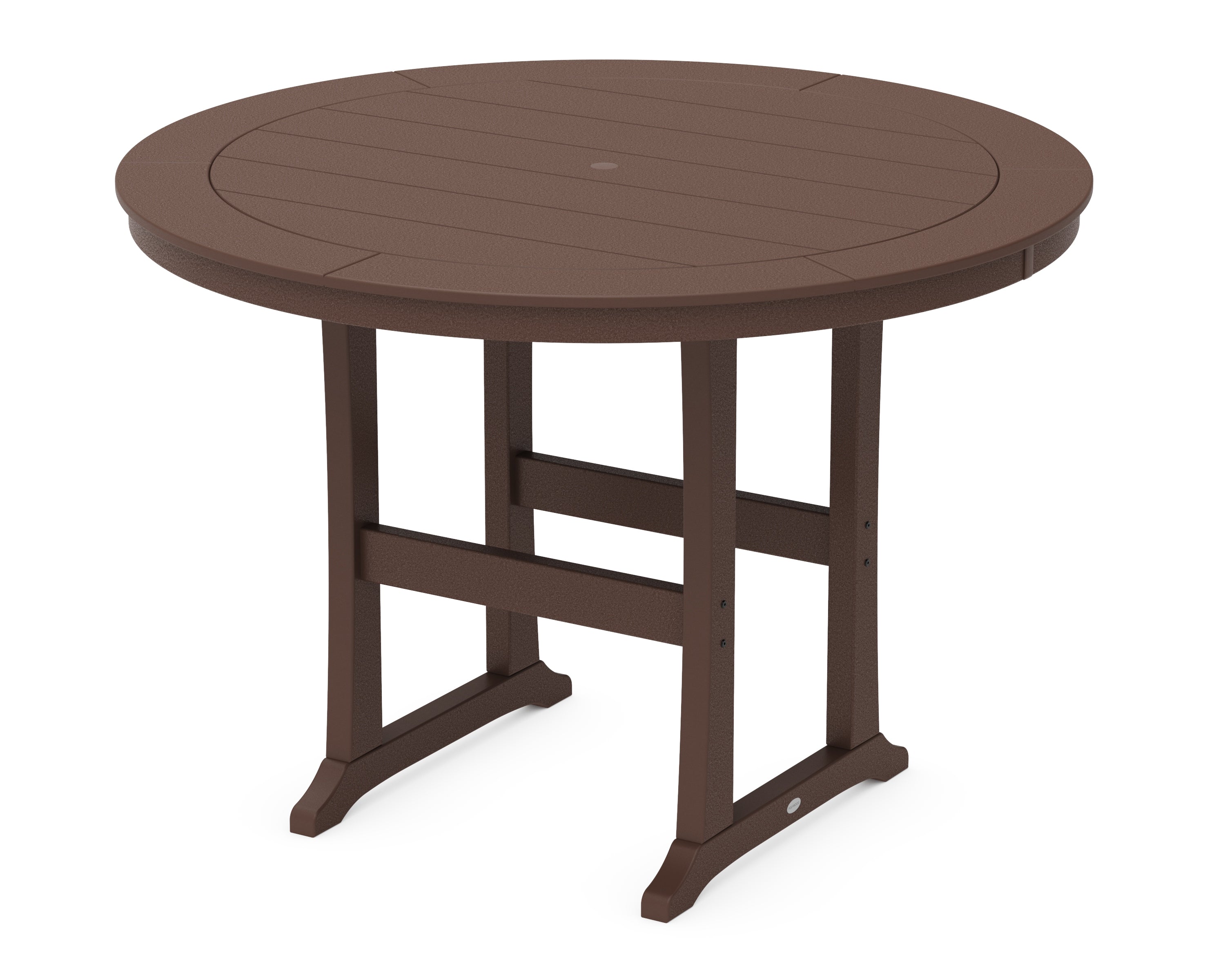 POLYWOOD Nautical Trestle 60” Round Bar Table in Mahogany