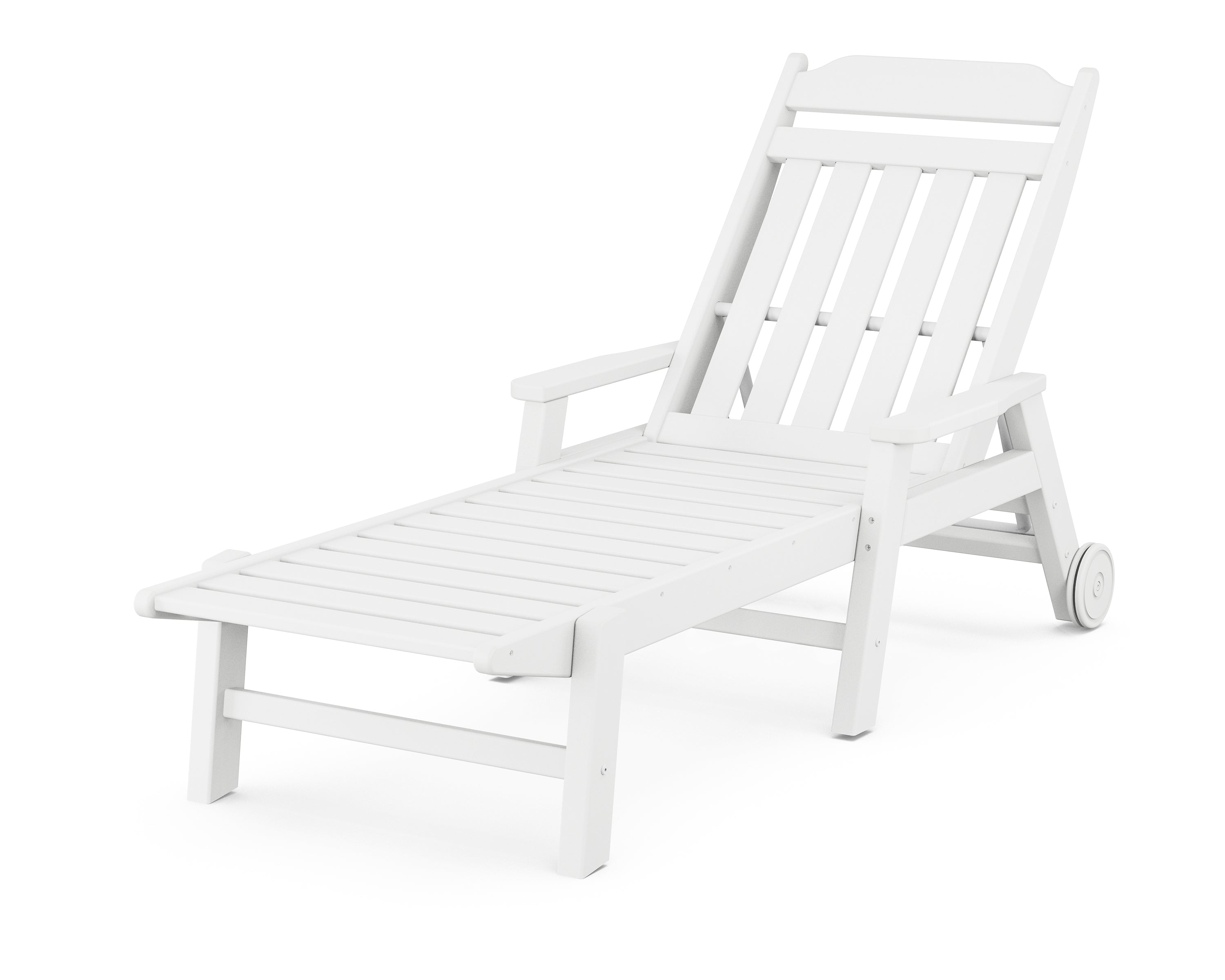 POLYWOOD Country Living Chaise with Arms and Wheels in White