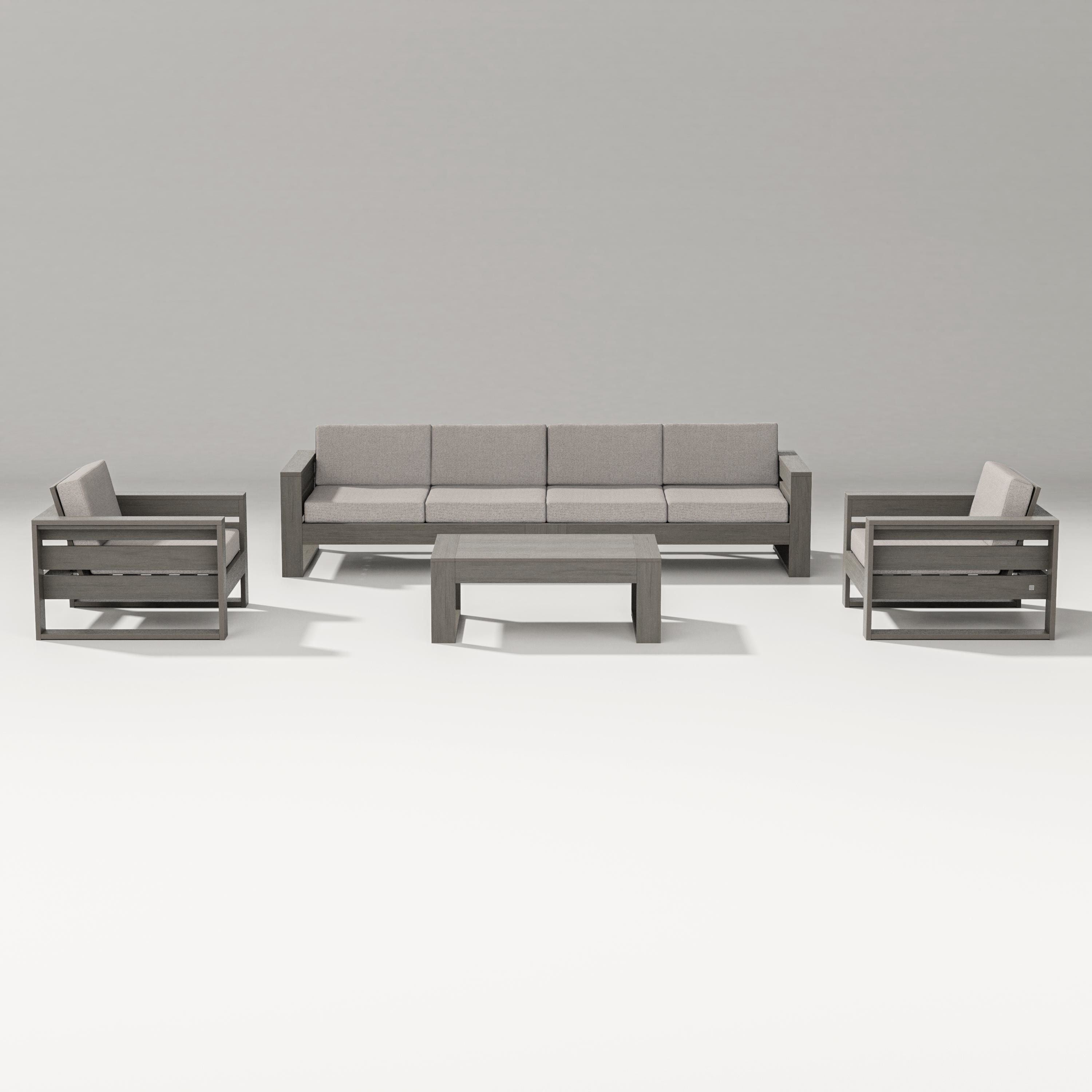 PW Designer Series Latitude 5-Piece Lounge Sofa Set in Driftwood / Weathered Tweed