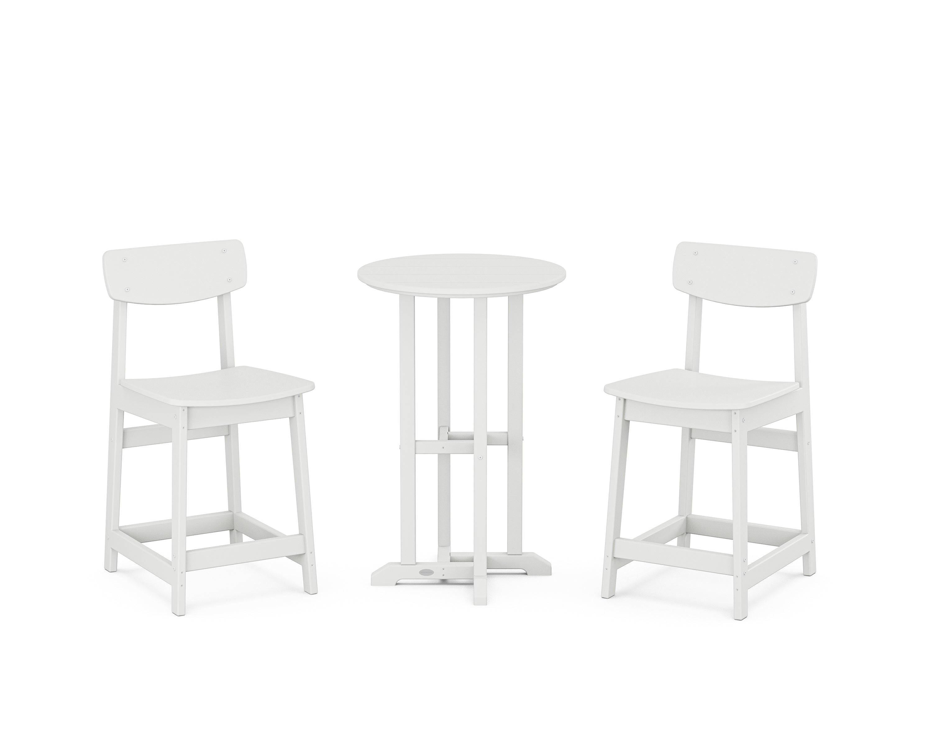 POLYWOOD Modern Studio Urban Chair 3-Piece Bistro Counter Set in White