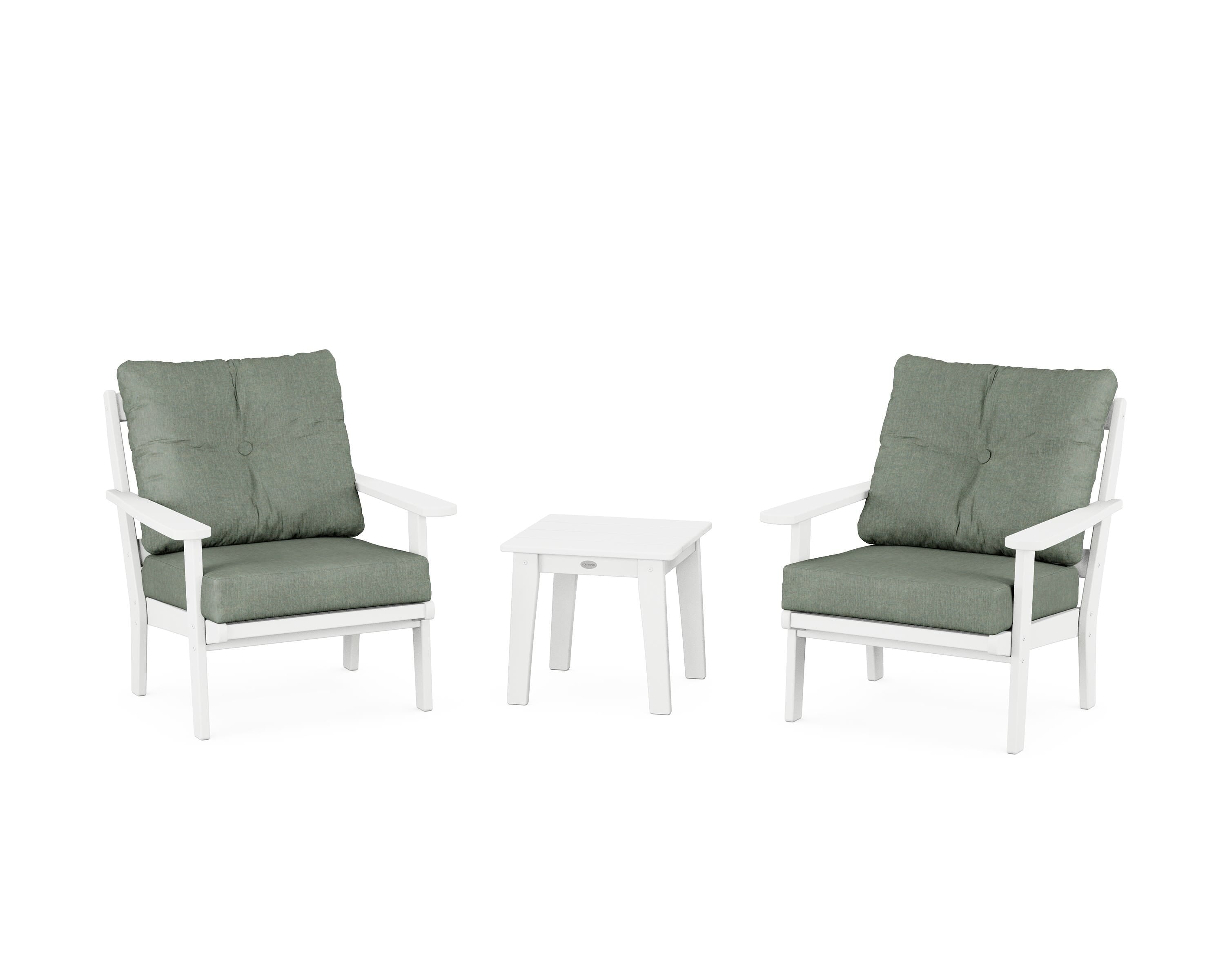 POLYWOOD Mission 3-Piece Deep Seating Set in White / Cast Sage