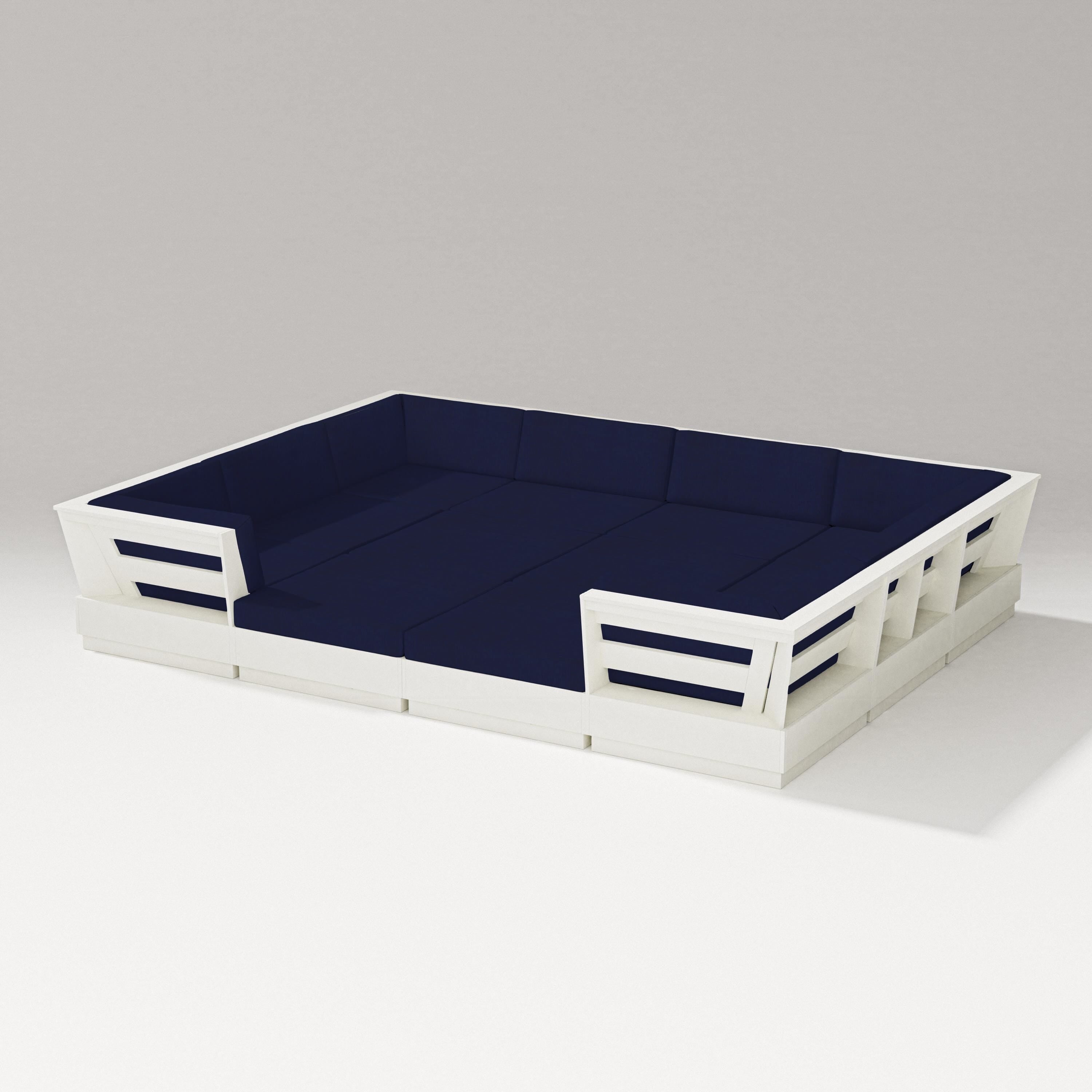 PW Designer Series Elevate 12-Piece Pit Sectional in Vintage White / Navy