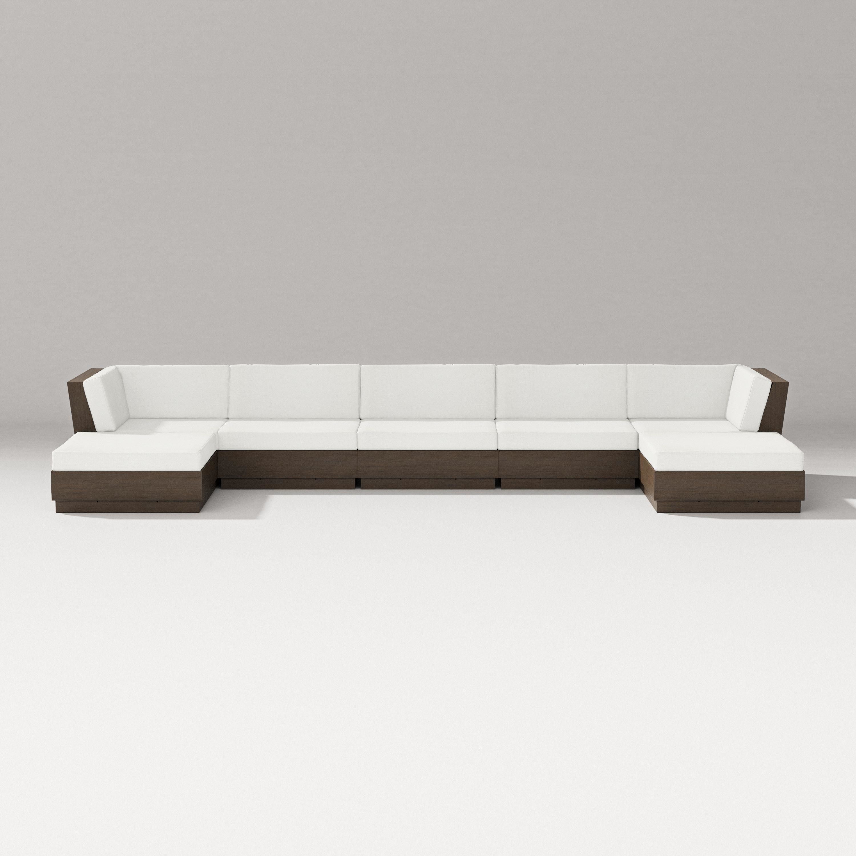 PW Designer Series Elevate 7-Piece Double Chaise Sectional in Kona / Natural Linen
