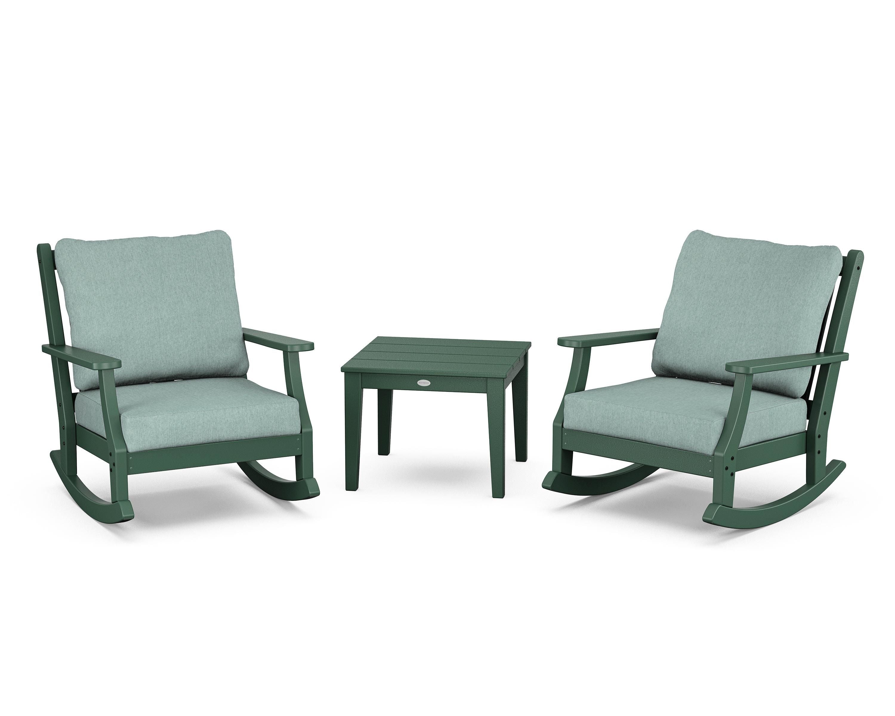 Country Living Wovendale 3-Piece Deep Seating Rocker Set in Green / Glacier Spa