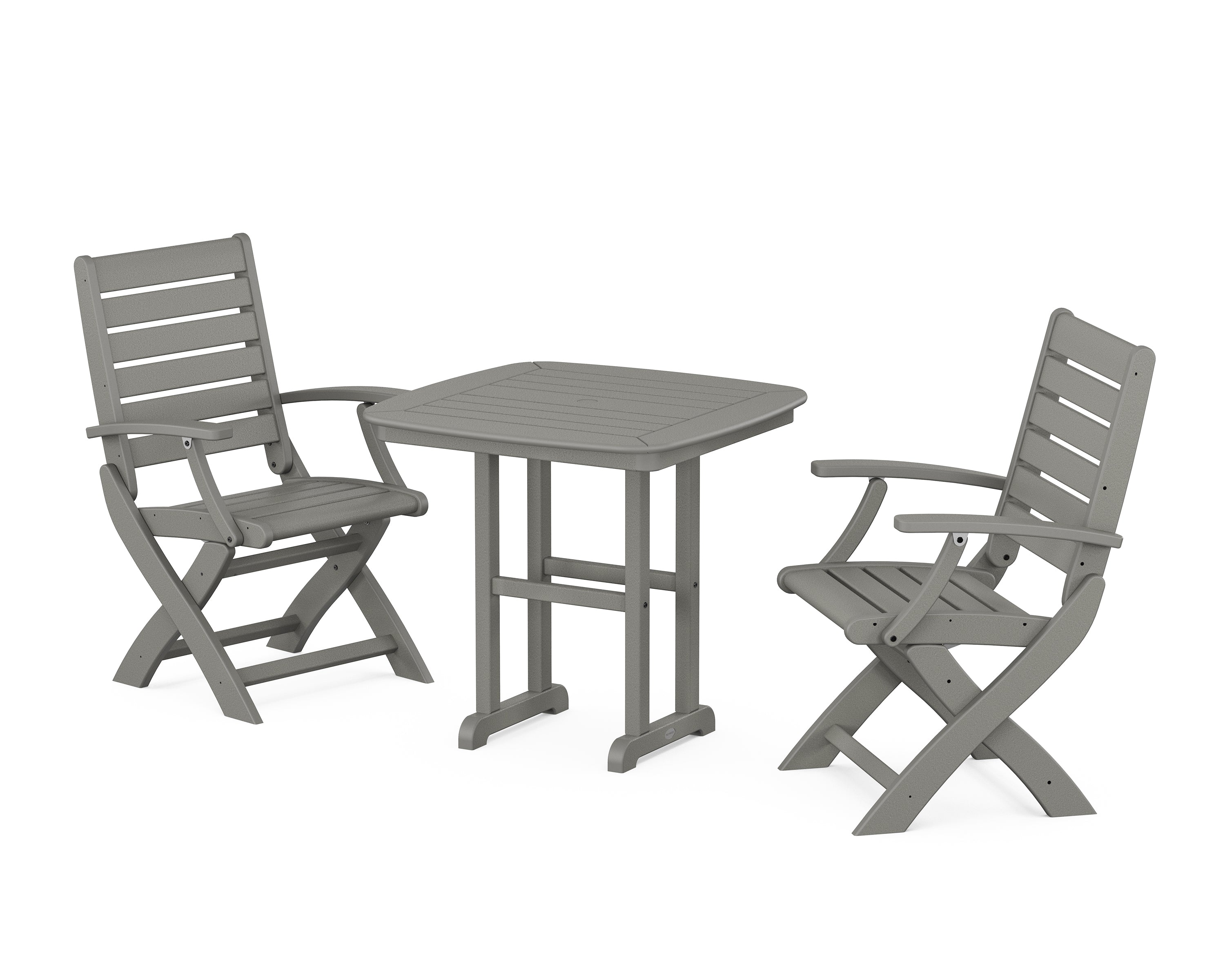 POLYWOOD® Signature Folding Chair 3-Piece Dining Set in Slate Grey