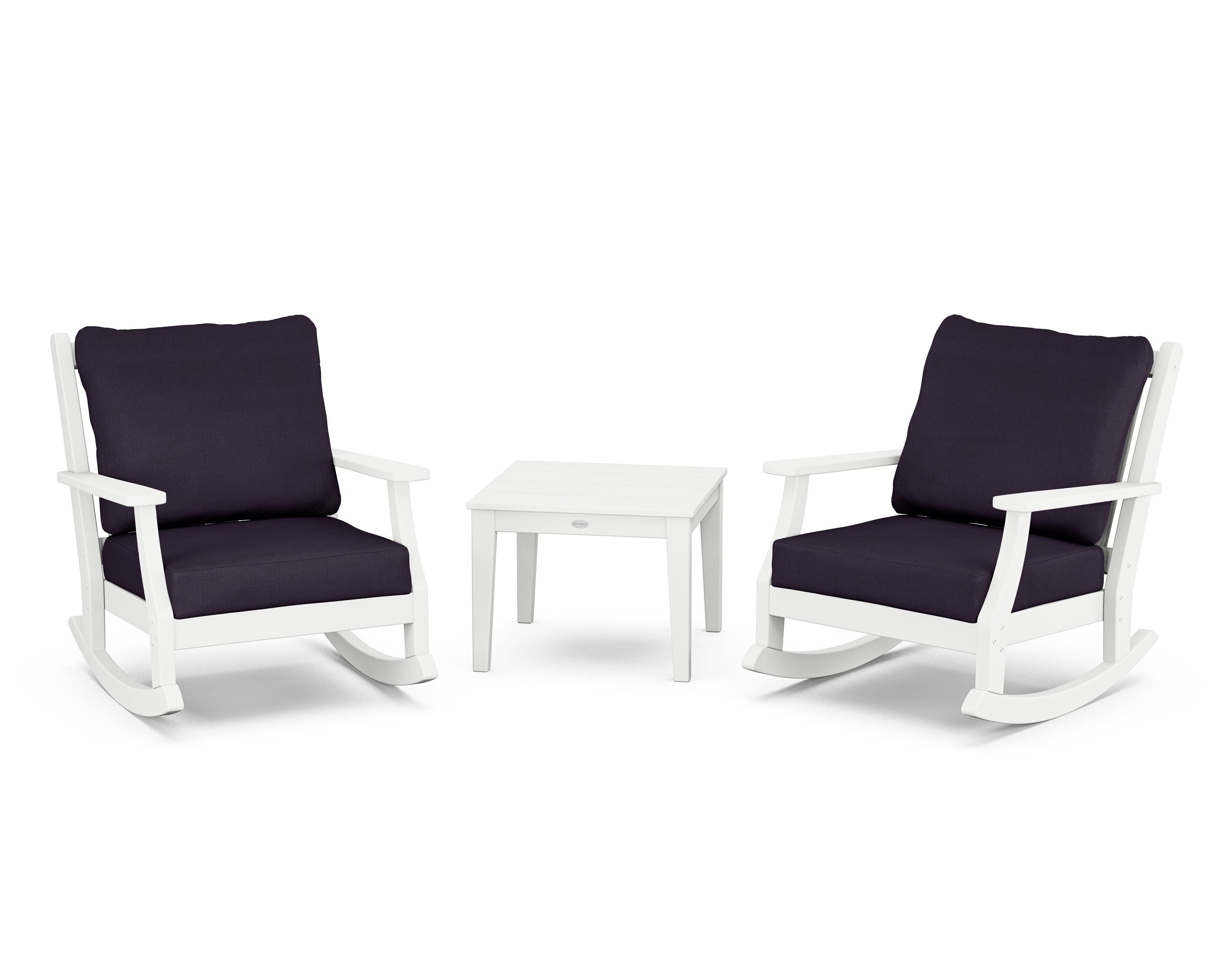 Country Living Wovendale 3-Piece Deep Seating Rocker Set in White / Navy Linen