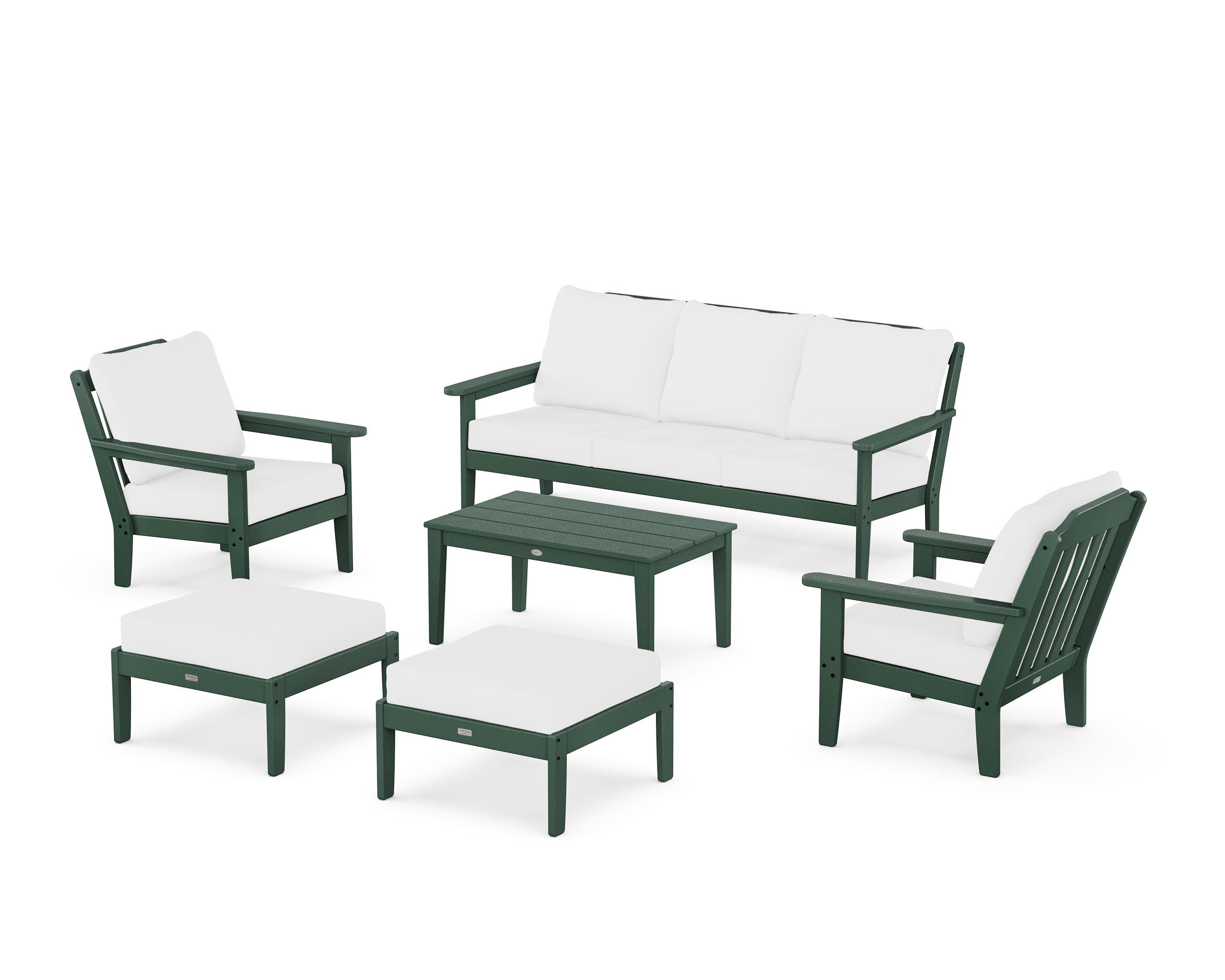Country Living Cottage 6-Piece Lounge Sofa Set in Green / Natural