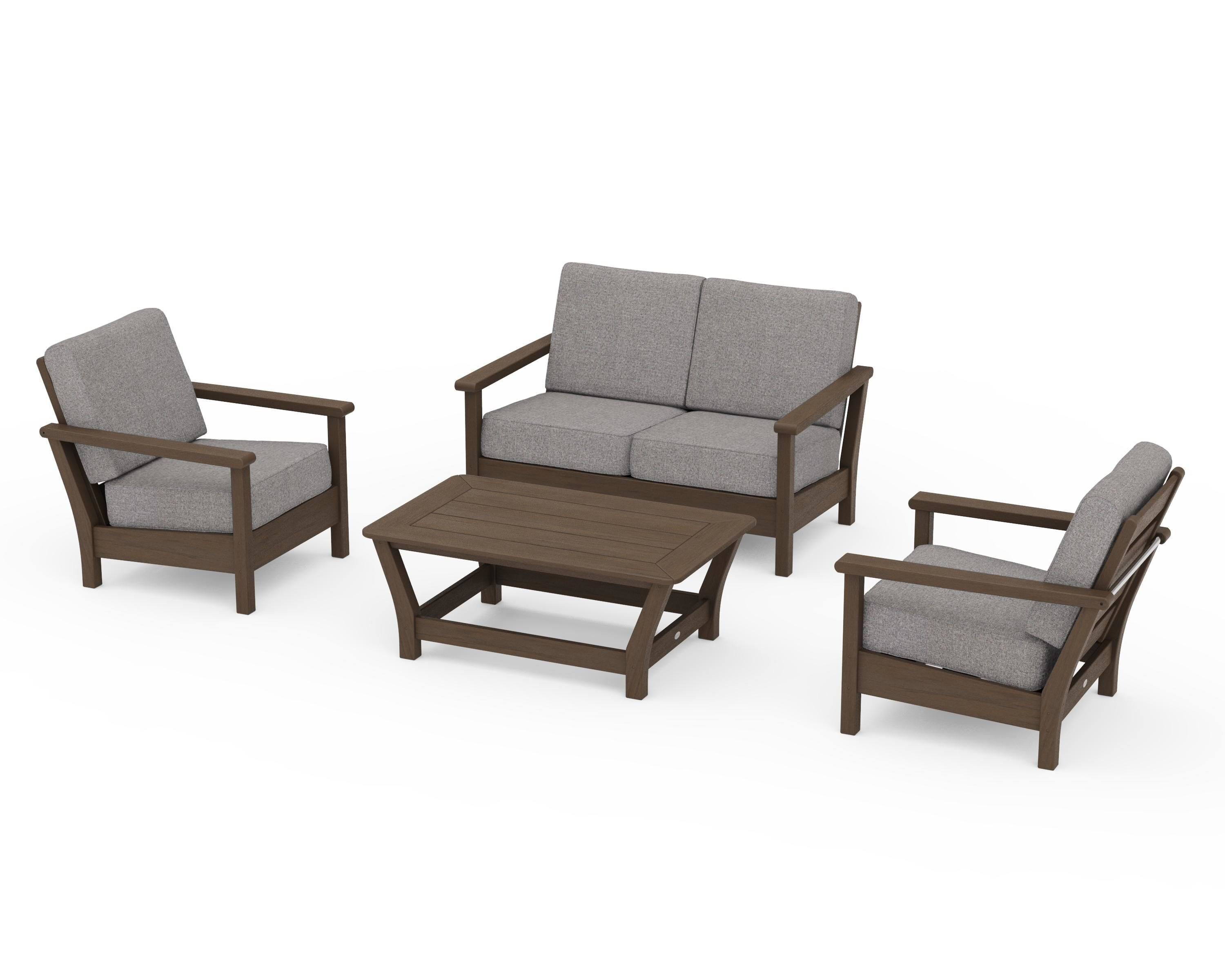 POLYWOOD Harbour 4-Piece Deep Seating Set in Kona / Grey Mist