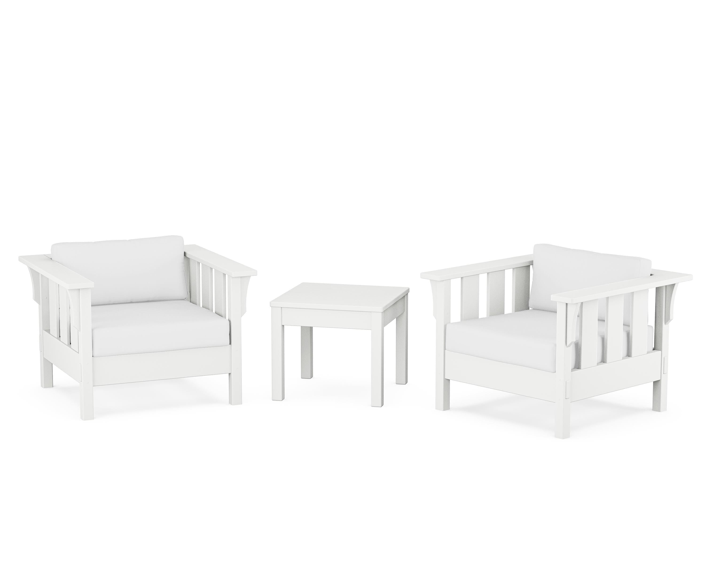Martha Stewart by POLYWOOD Acadia 3-Piece Deep Seating Set in White / Natural