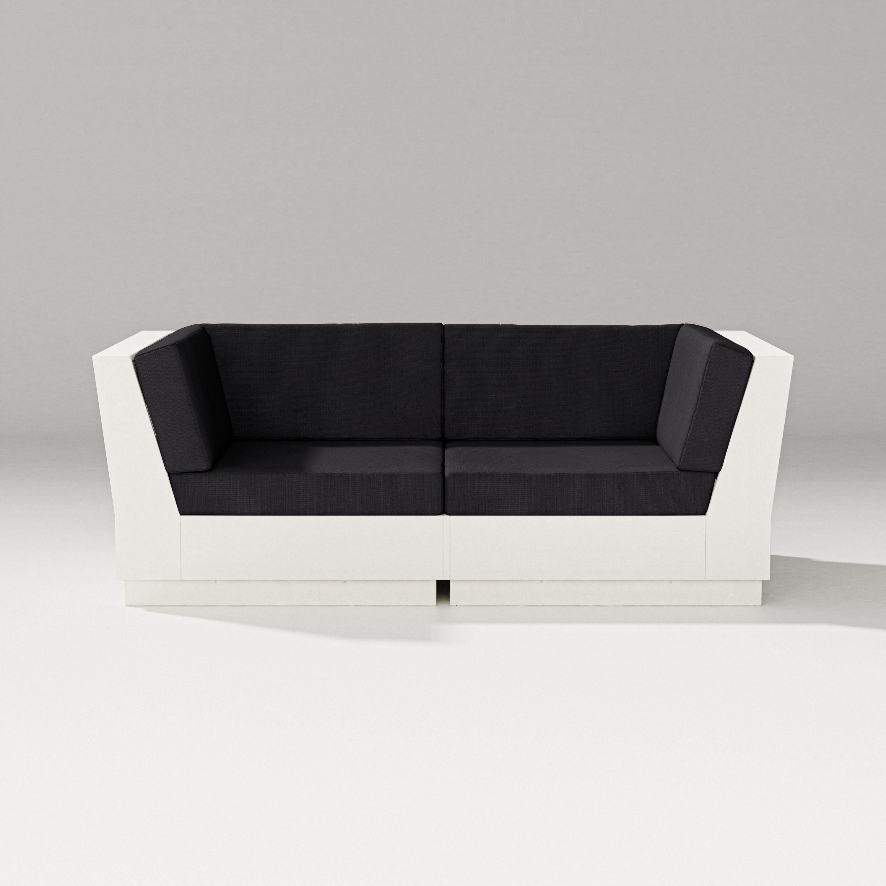 PW Designer Series Elevate Loveseat Sectional in Vintage White / Midnight Linen