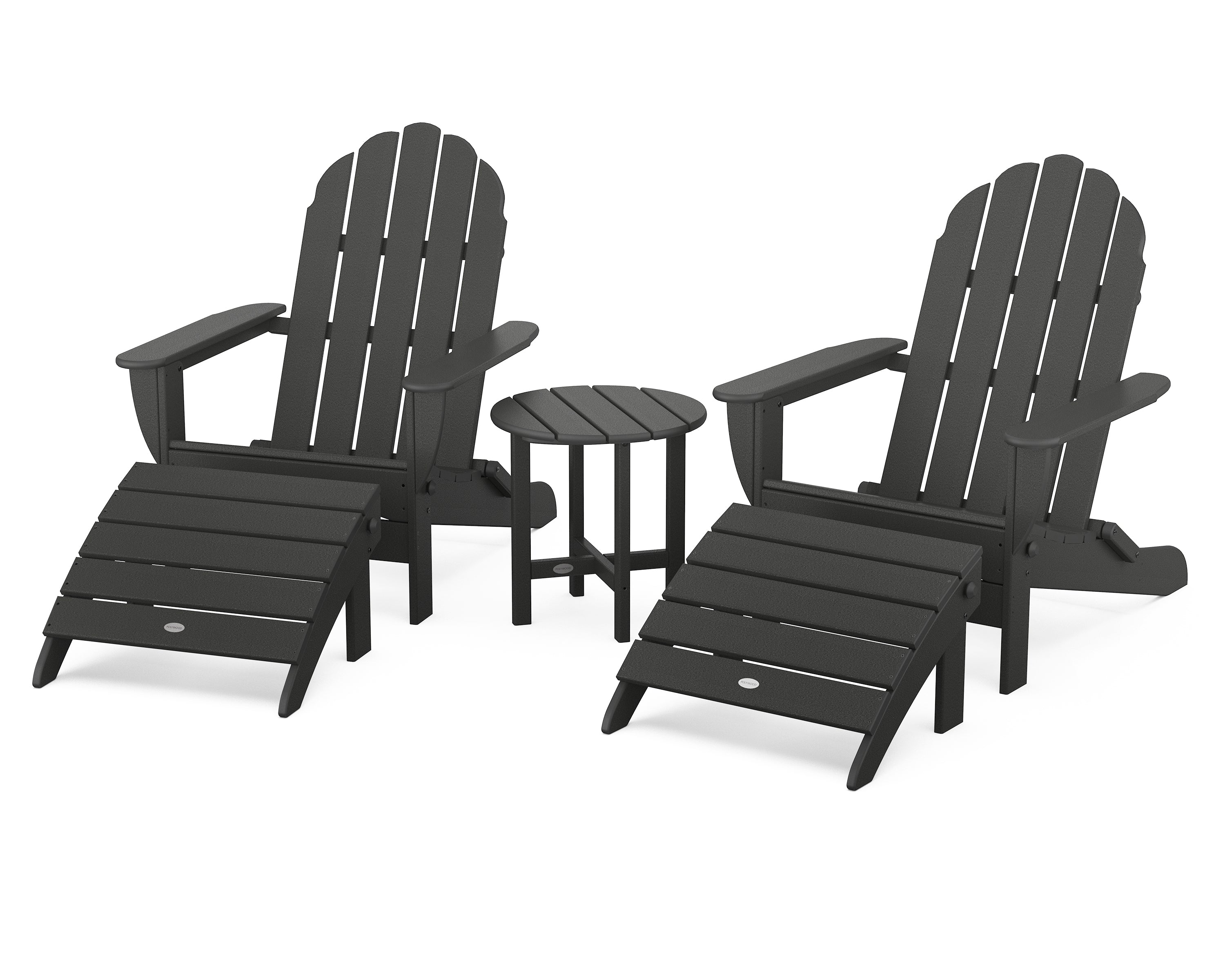 POLYWOOD® Classic Oversized Adirondack 5-Piece Casual Set in Black