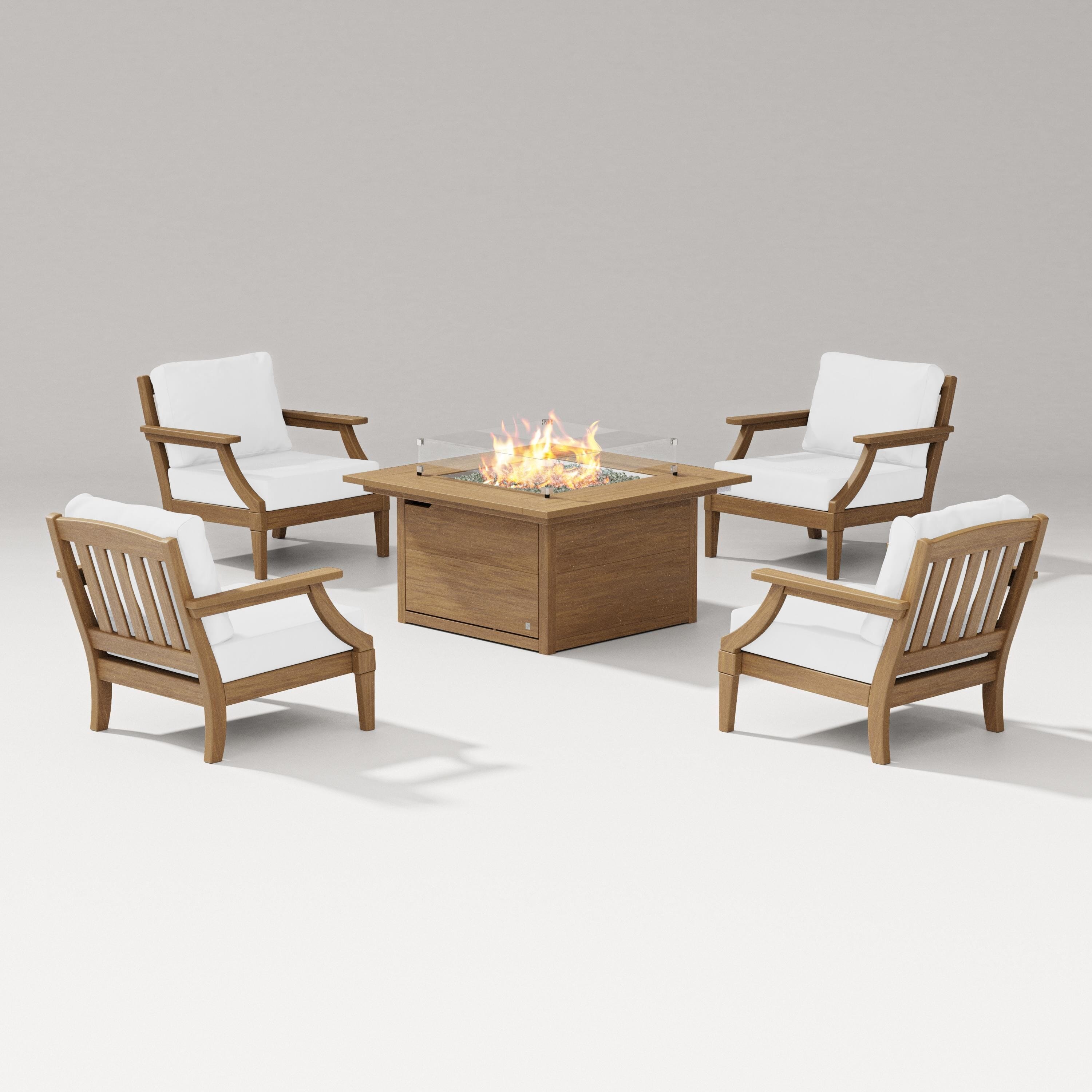 PW Designer Series Estate 5-Piece Lounge Fire Table Set in Natural / Natural