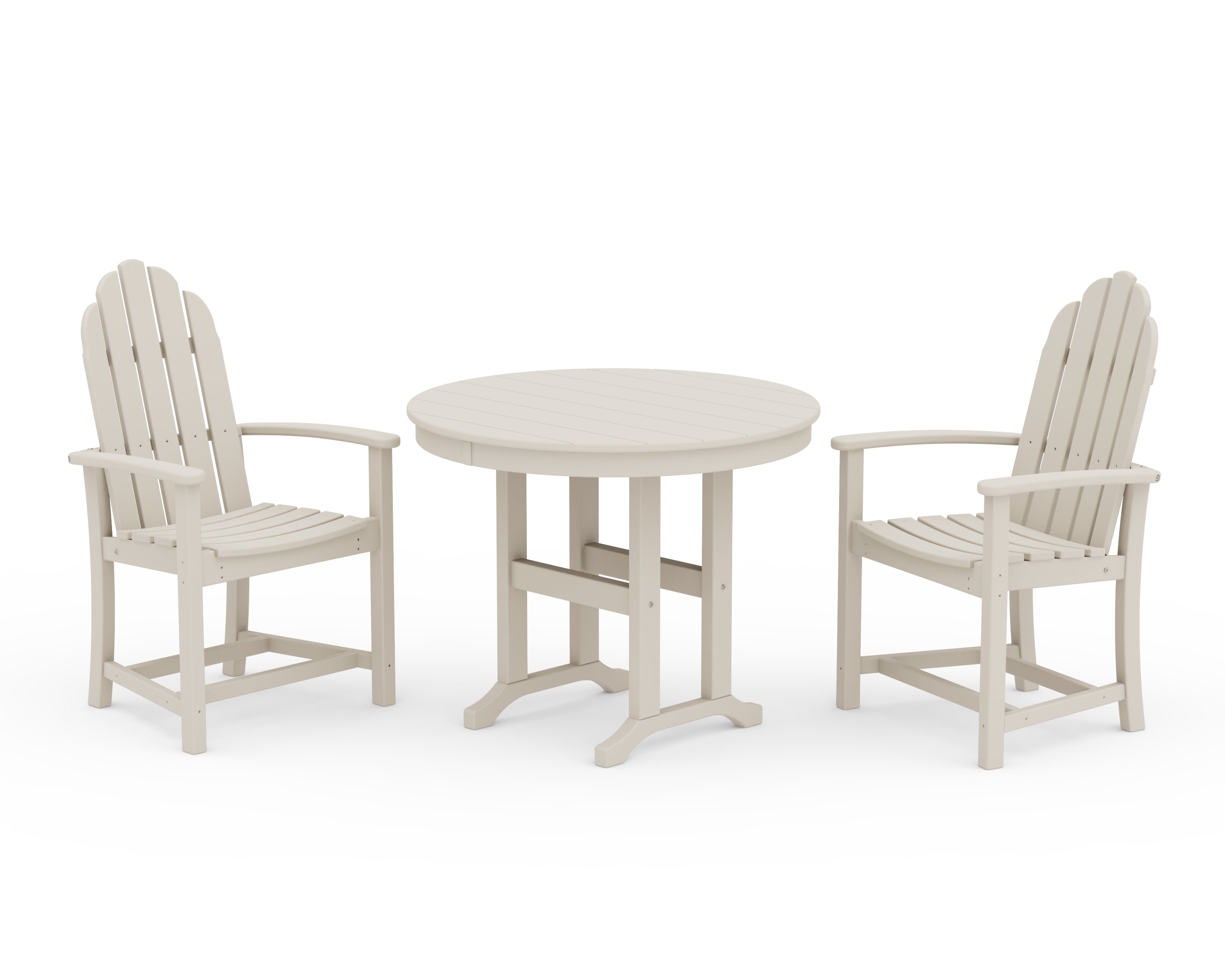 POLYWOOD Classic Adirondack 3-Piece Round Dining Set in Sand