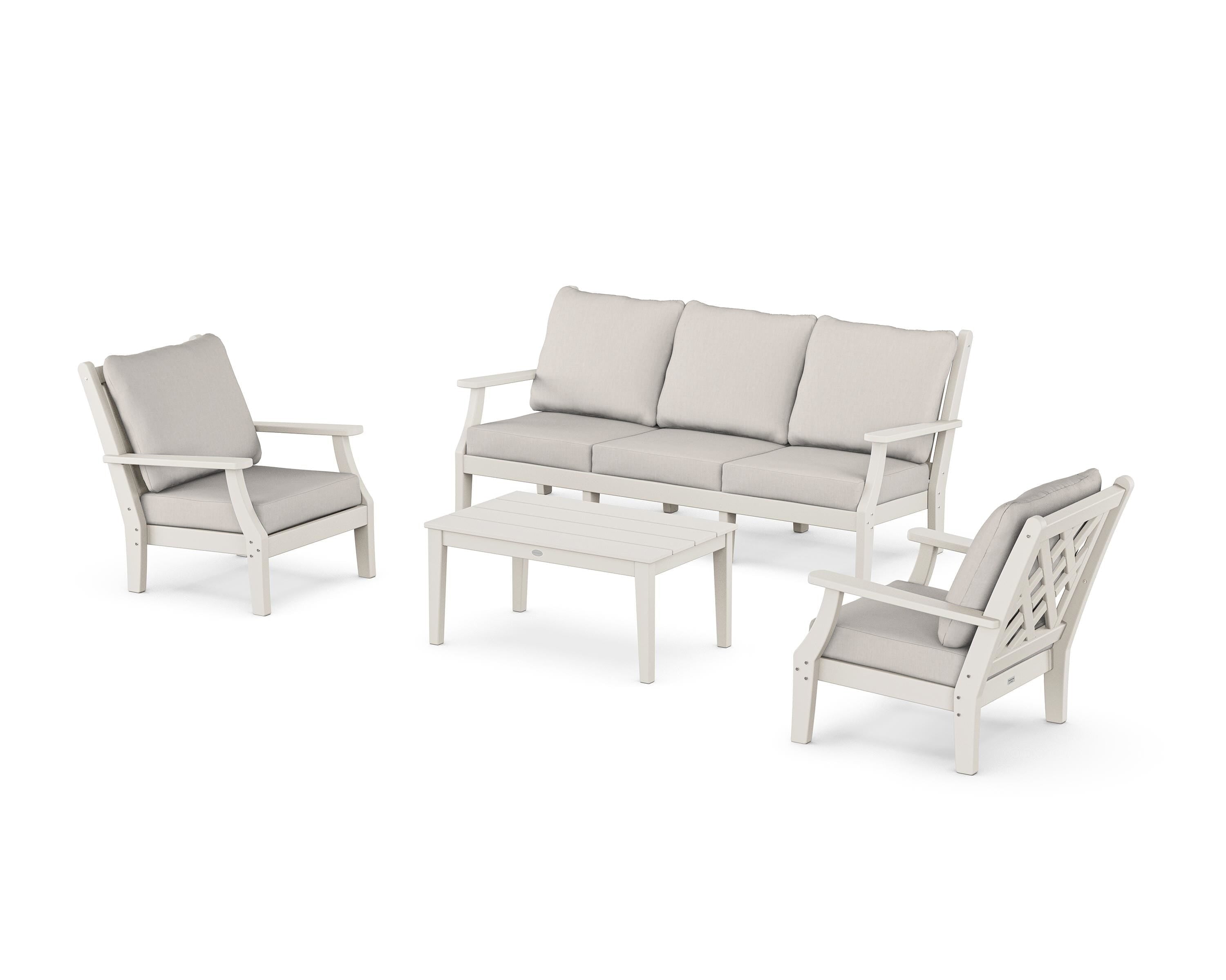 Country Living Wovendale 4-Piece Deep Seating Set with Sofa in Sand / Cast Ash