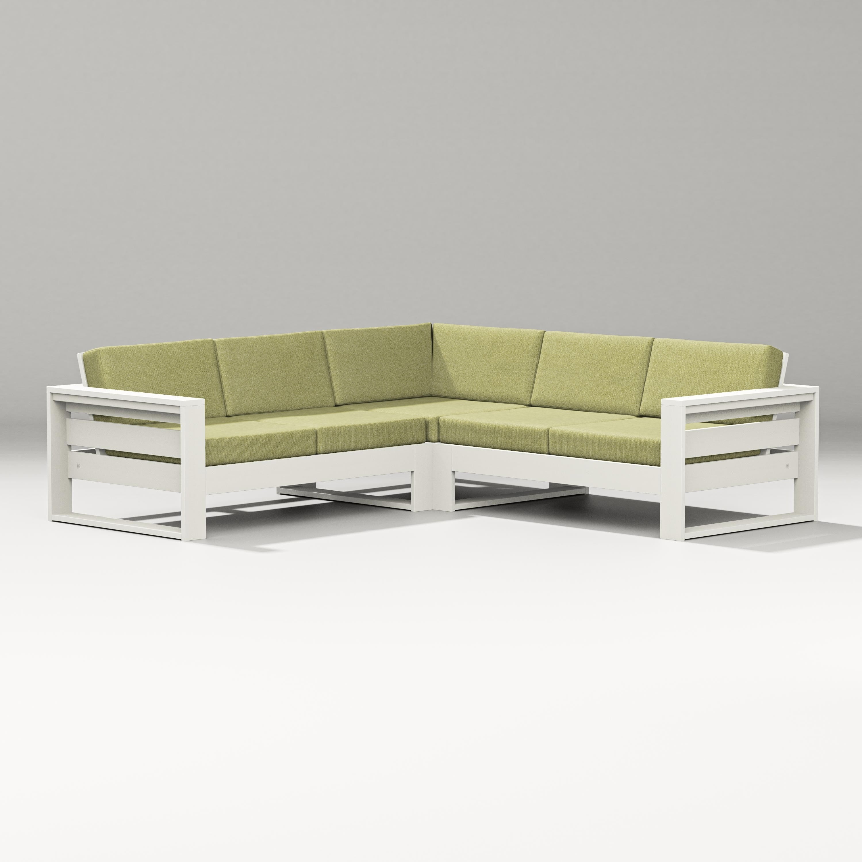 PW Designer Series Latitude Corner Sectional in Vintage White / Chartreuse Boucle
