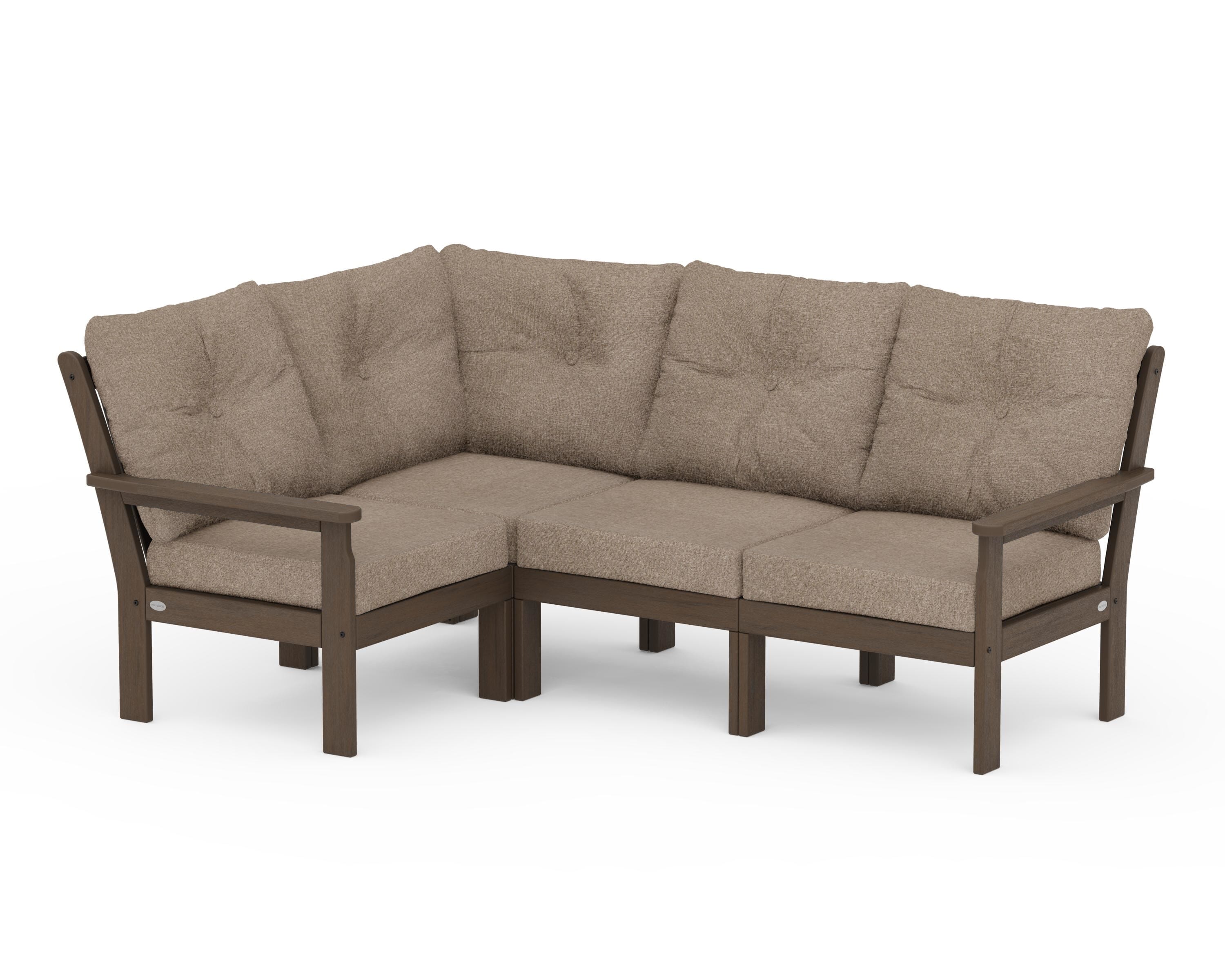 POLYWOOD Vineyard 4-Piece Sectional in Kona / Spiced Burlap