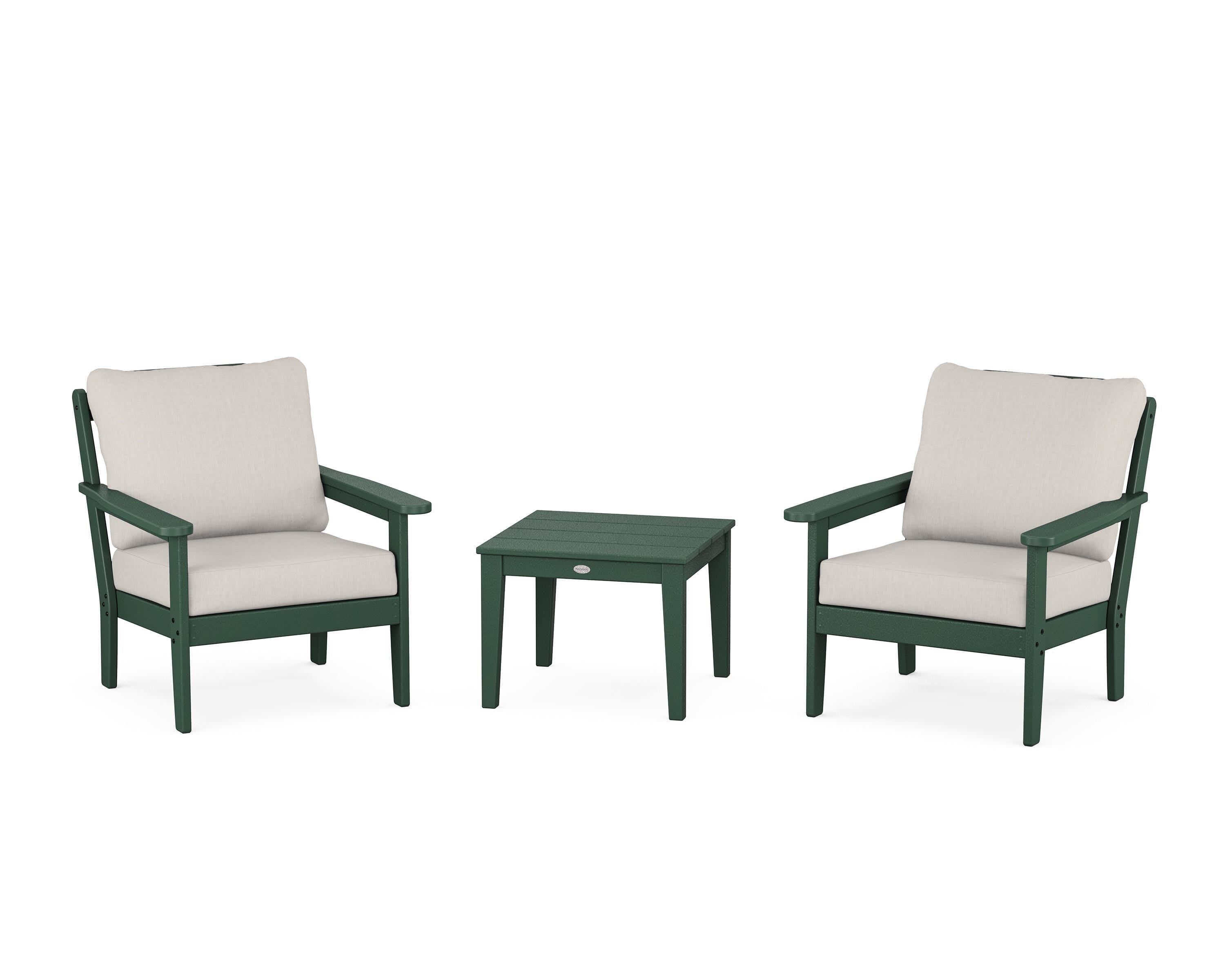 Country Living Cottage 3-Piece Deep Seating Set in Green / Cast Ash