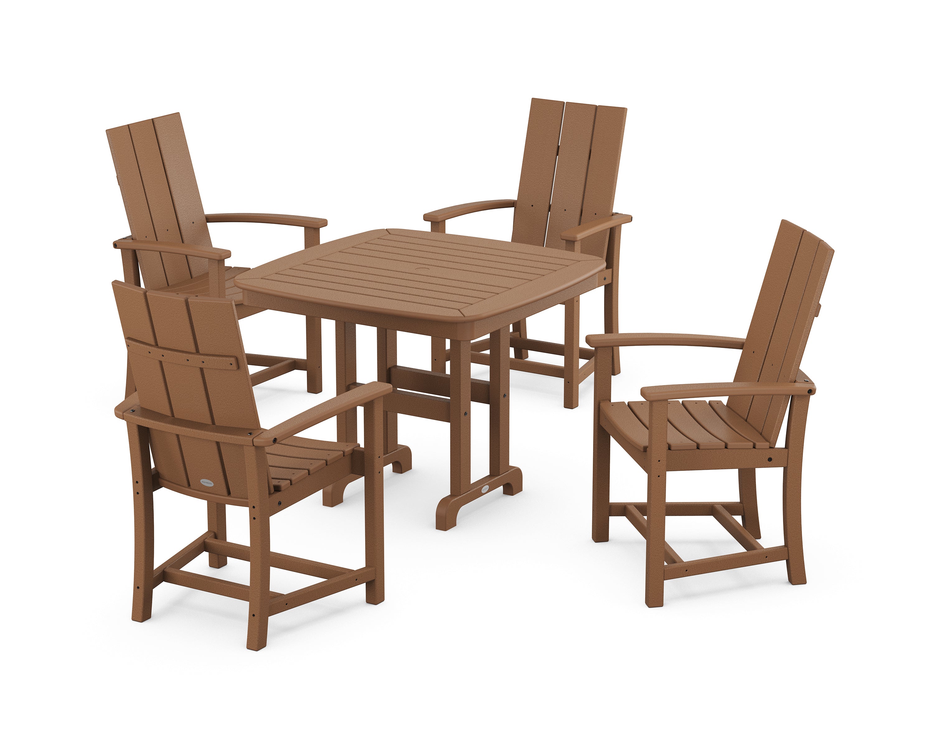 POLYWOOD® Modern Adirondack 5-Piece Dining Set in Teak