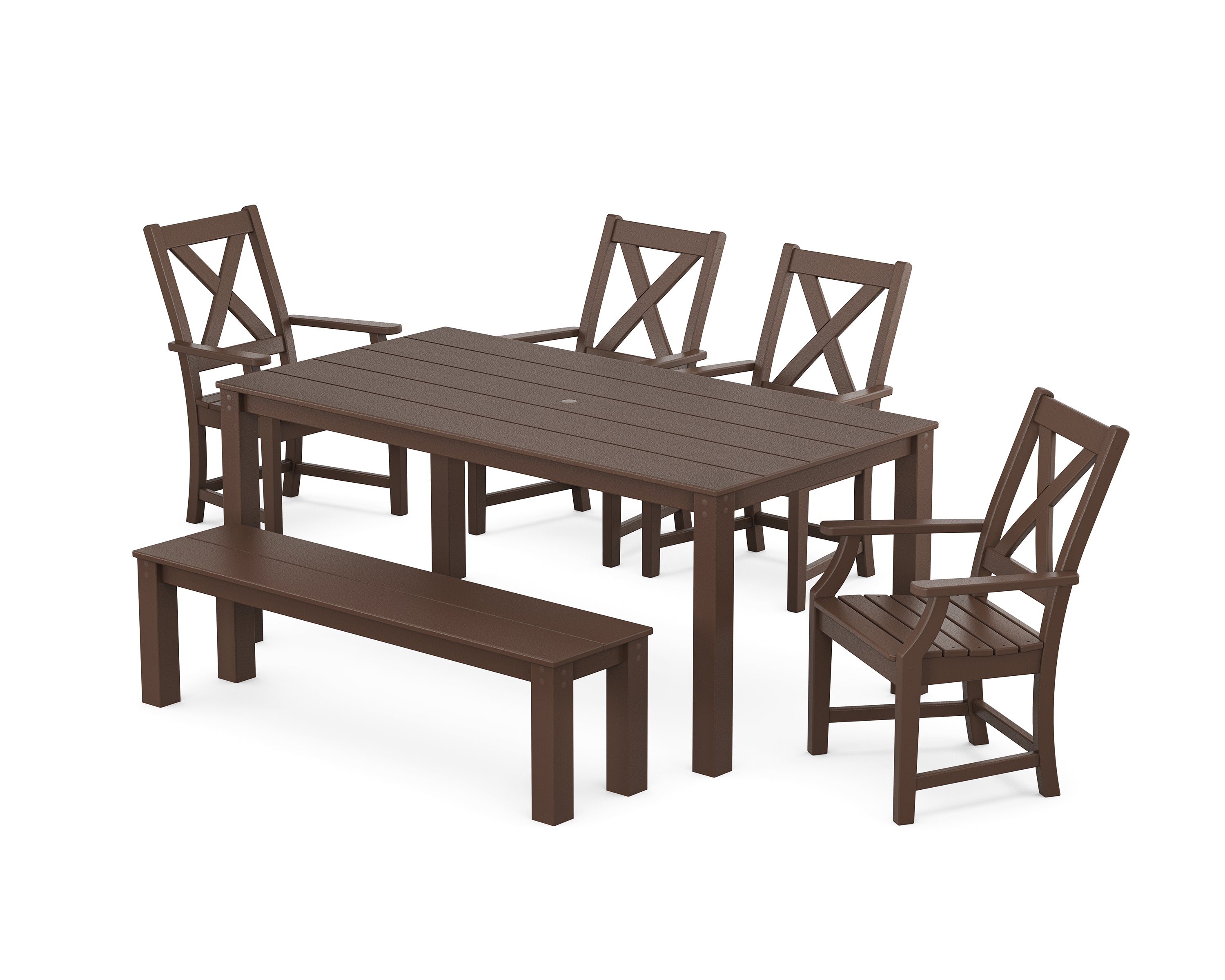 POLYWOOD® Braxton 6-Piece Parsons Dining Set with Bench in Mahogany