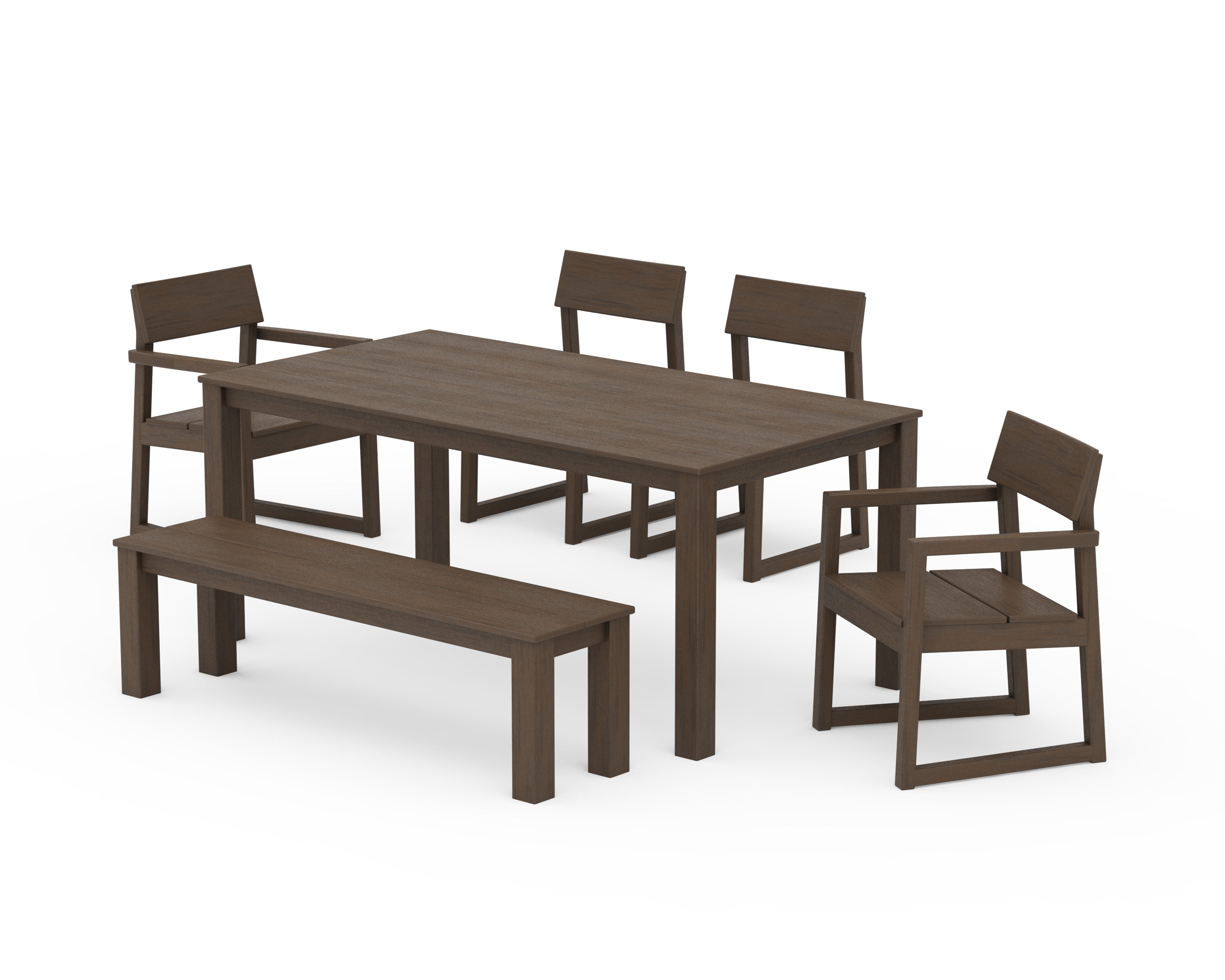 POLYWOOD EDGE 6-Piece Parsons Dining Set with Bench in Kona